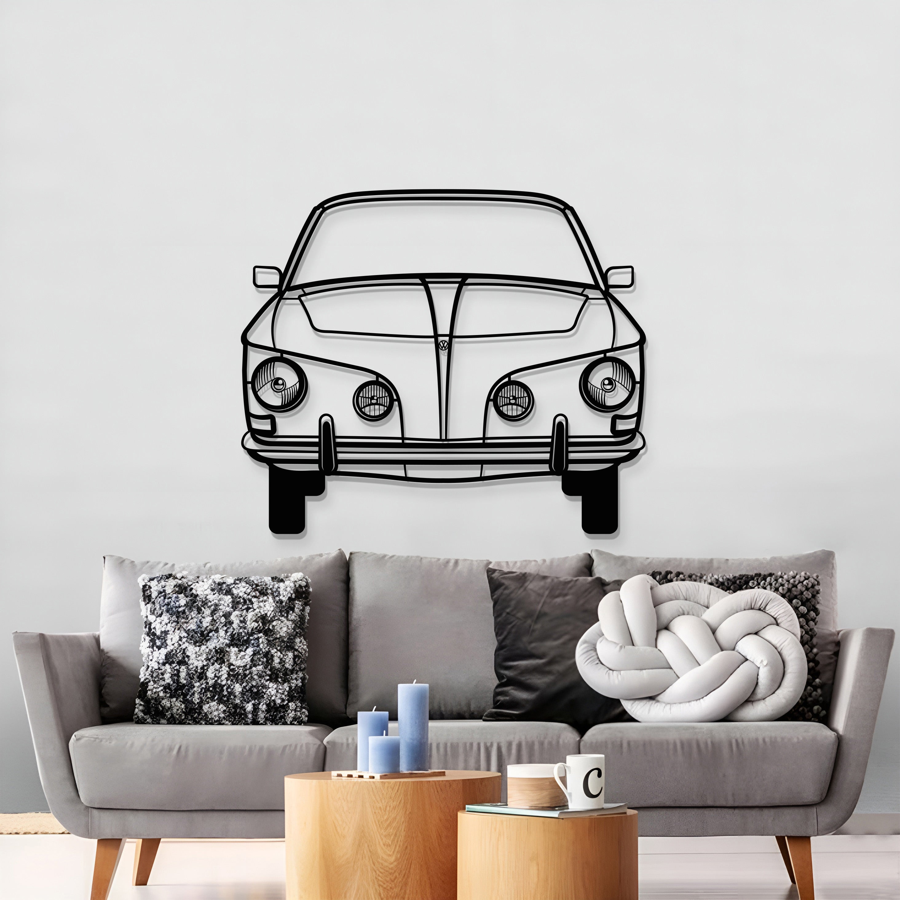 1965 Karmann Ghia Front View Metal Car Wall Art - MT1376