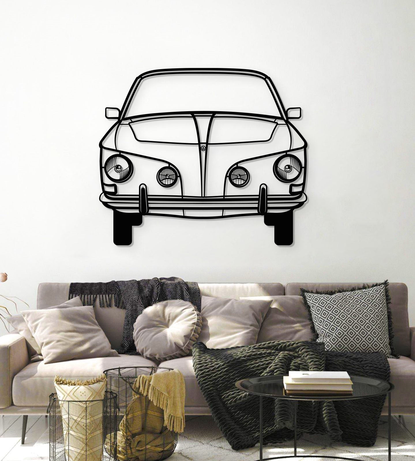 1965 Karmann Ghia Front View Metal Car Wall Art - MT1376