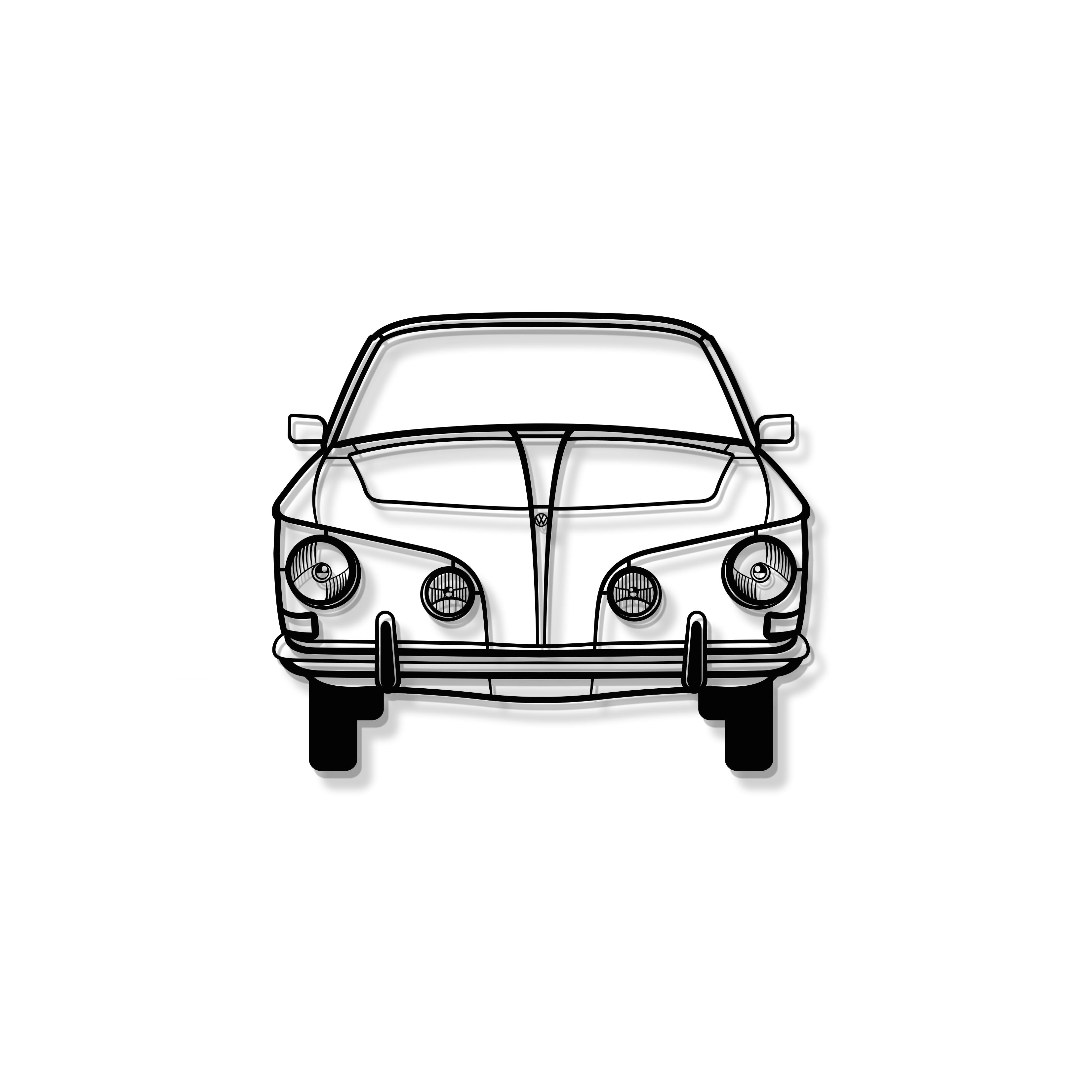 1965 Karmann Ghia Front View Metal Car Wall Art - MT1376