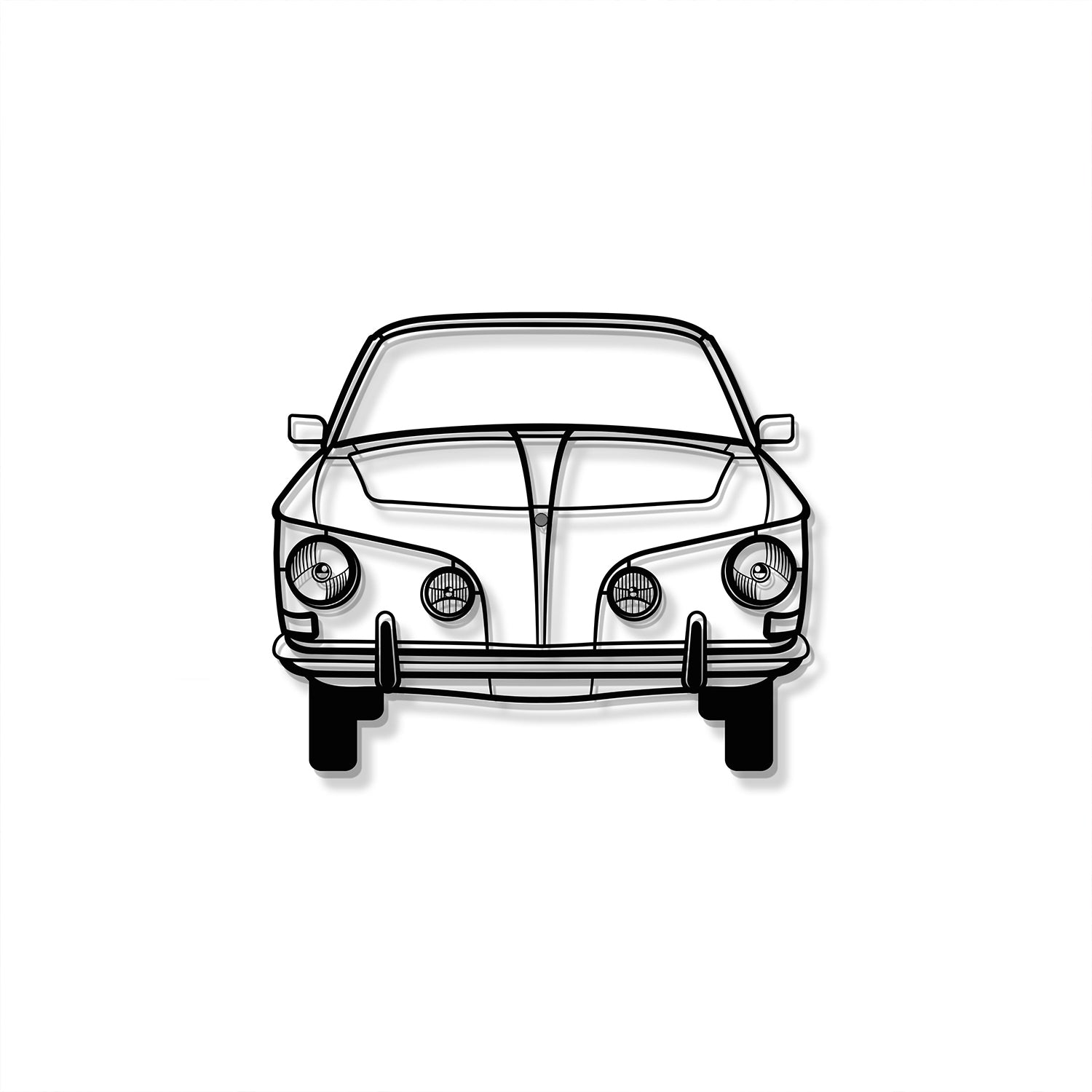 1965 Karmann Ghia Front View Metal Car Wall Art - MT1376