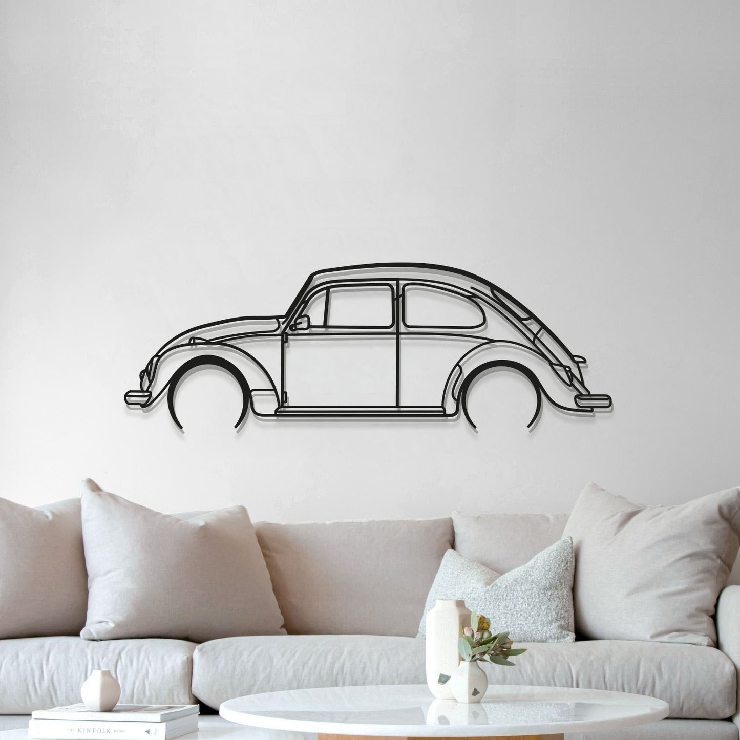 1966 Volkswagen Beetle Metal Wall Art Lifted 1 Cm From Wall For 3D Effect