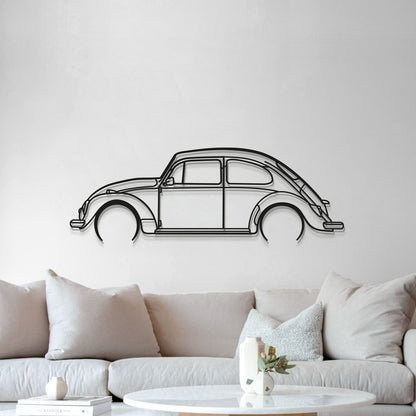 1966 Volkswagen Beetle Metal Wall Art Lifted 1 Cm From Wall For 3D Effect