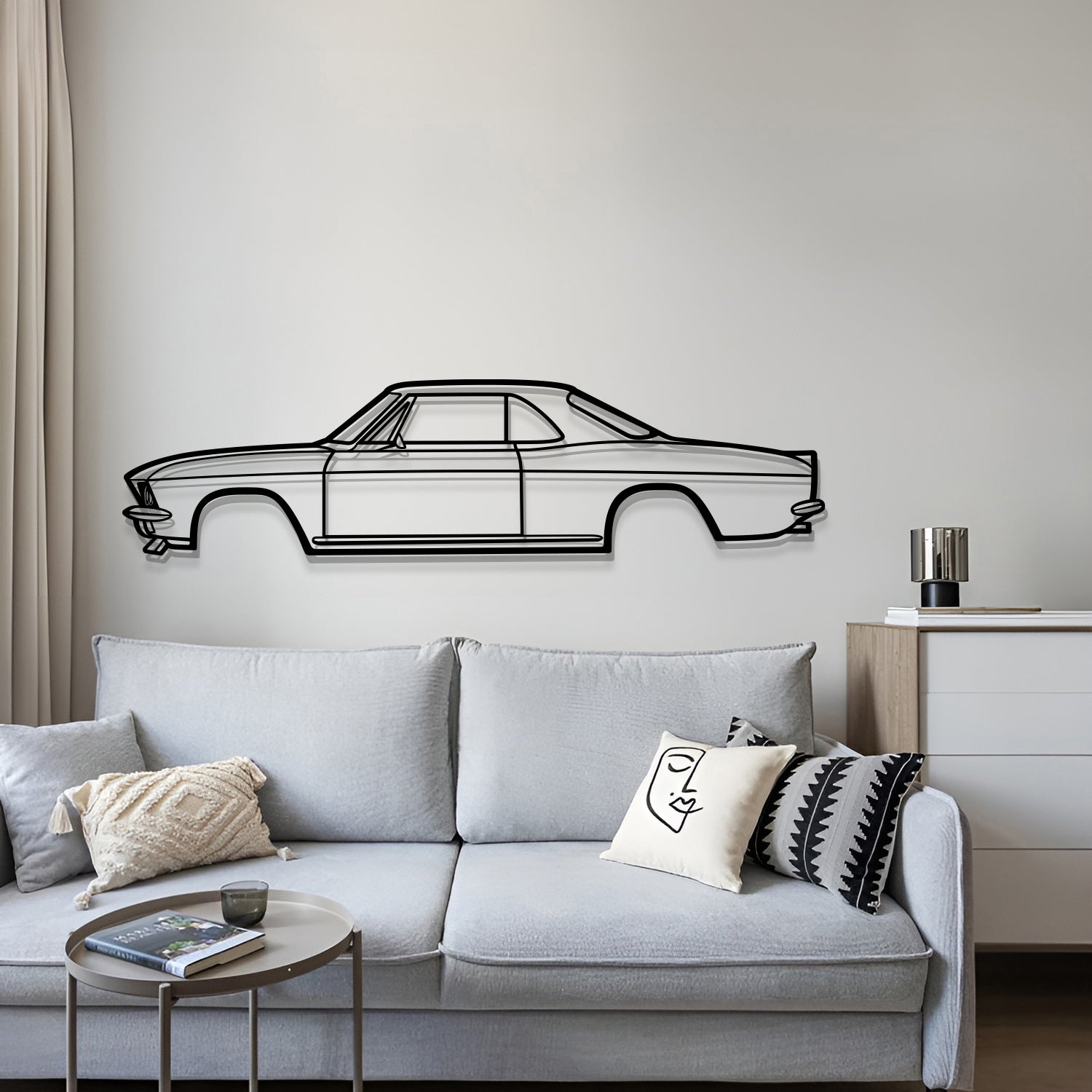 Collector edition 1966 Corvair metal wall art – laser‑cut 2 mm steel elevated for 3D wall depth