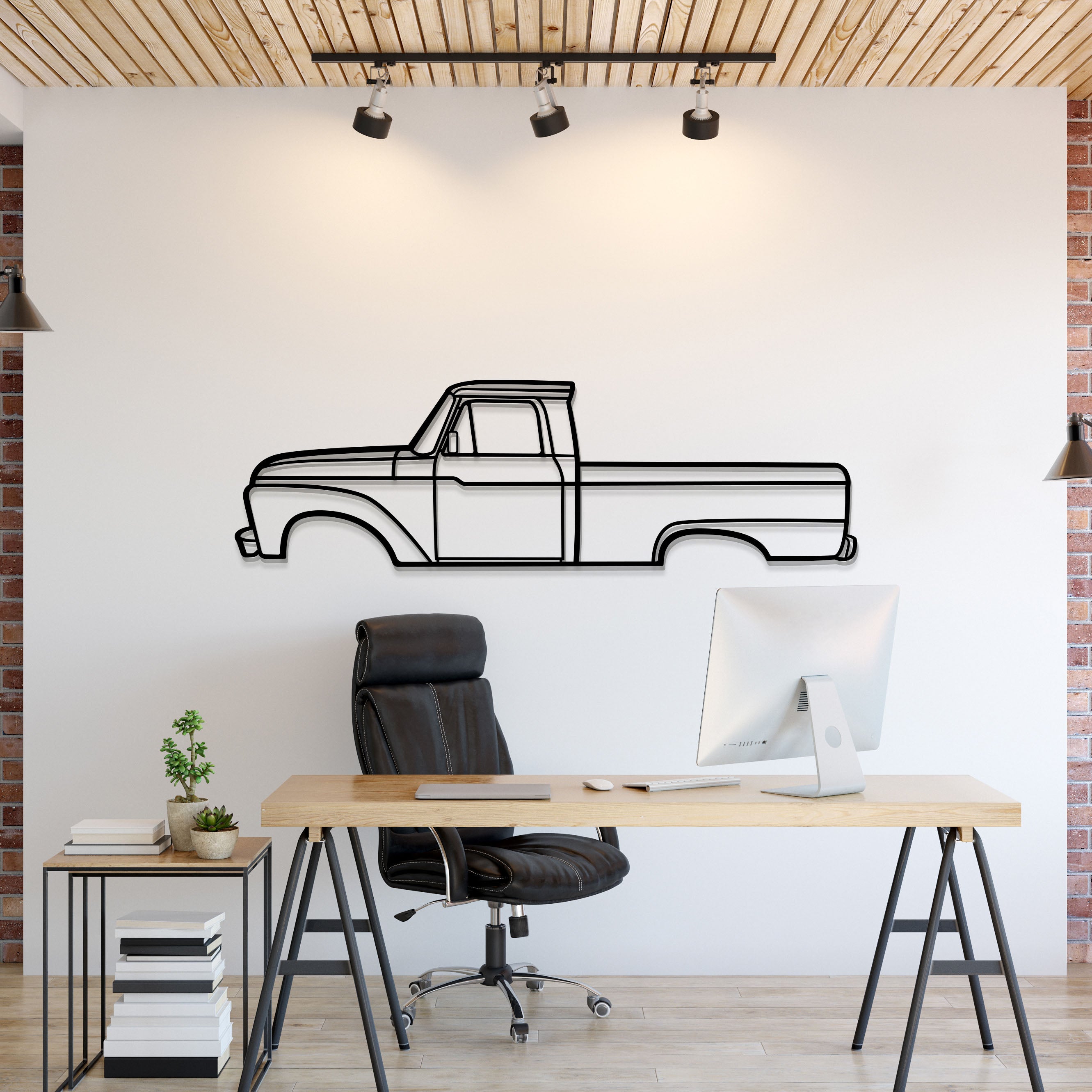 1966 F-100 Metal Car Wall Art - MT0084