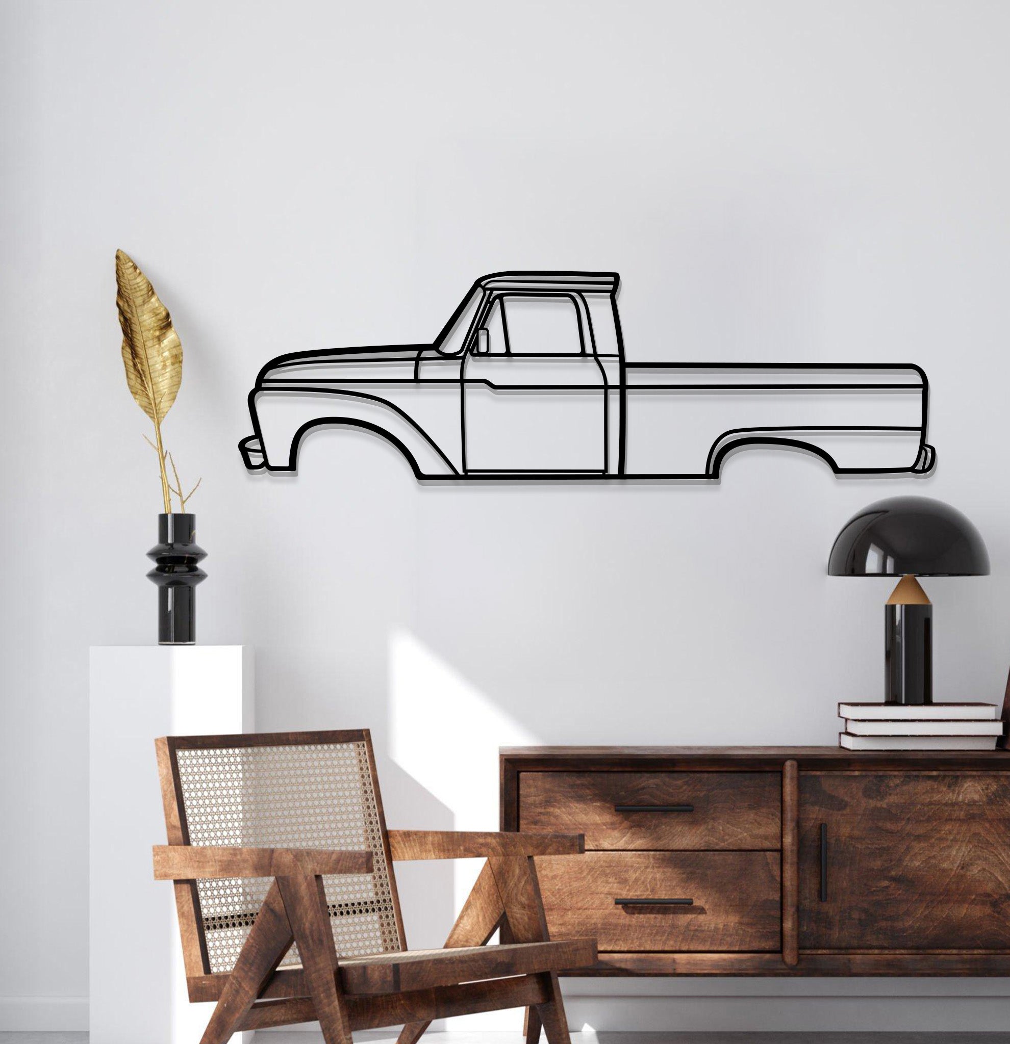 1966 F-100 Metal Car Wall Art - MT0084