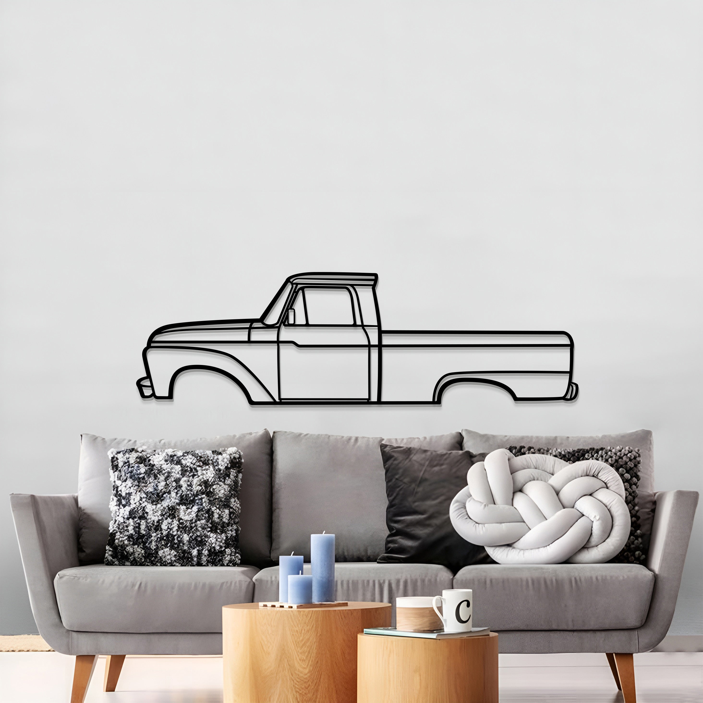 1966 F-100 Metal Car Wall Art - MT0084