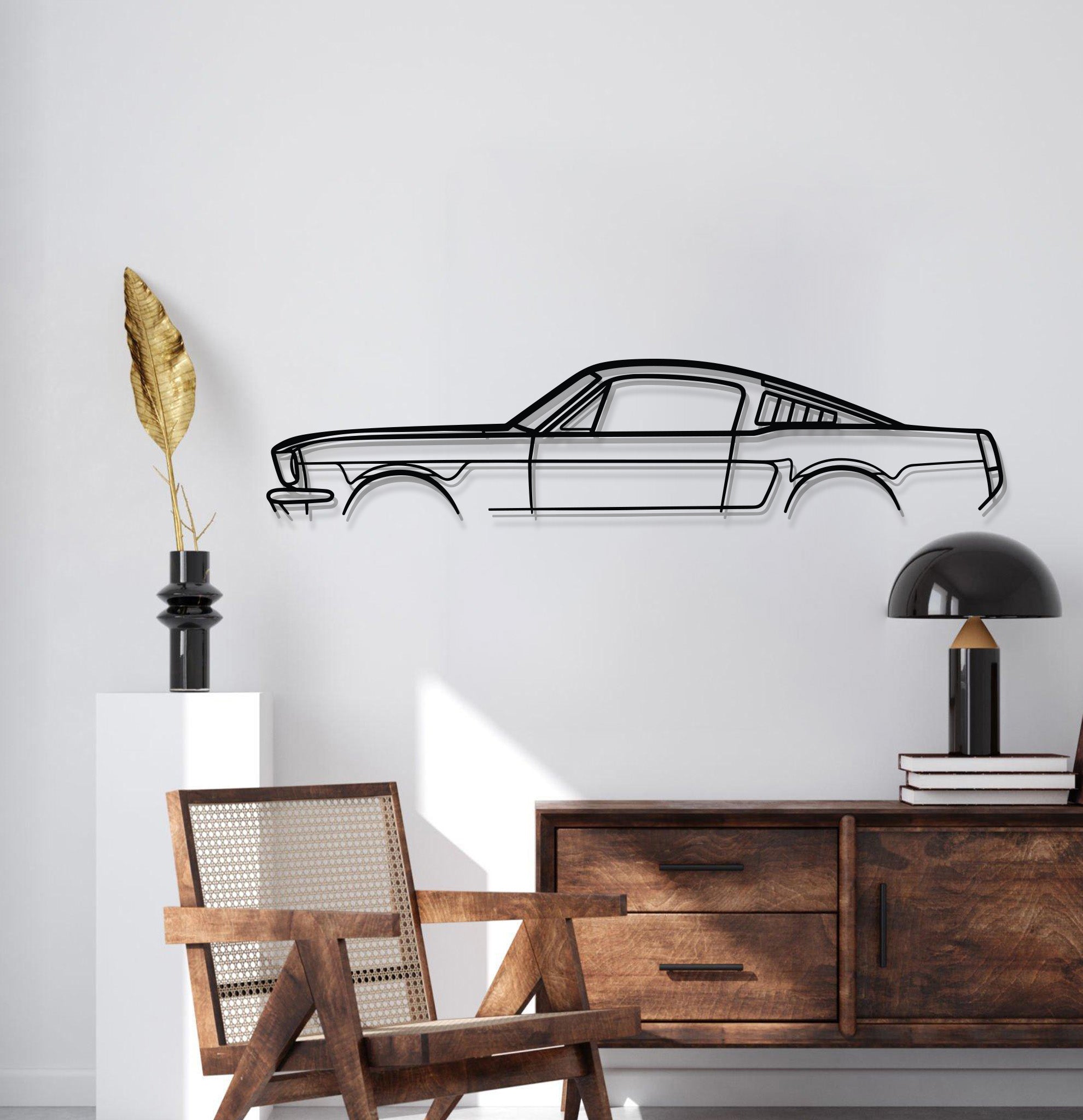 1966 Mustang Fastback Metal Car Wall Art - MT0089