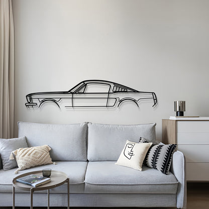 Modern 1966 Ford Mustang Fastback wall hanging in textured black steel