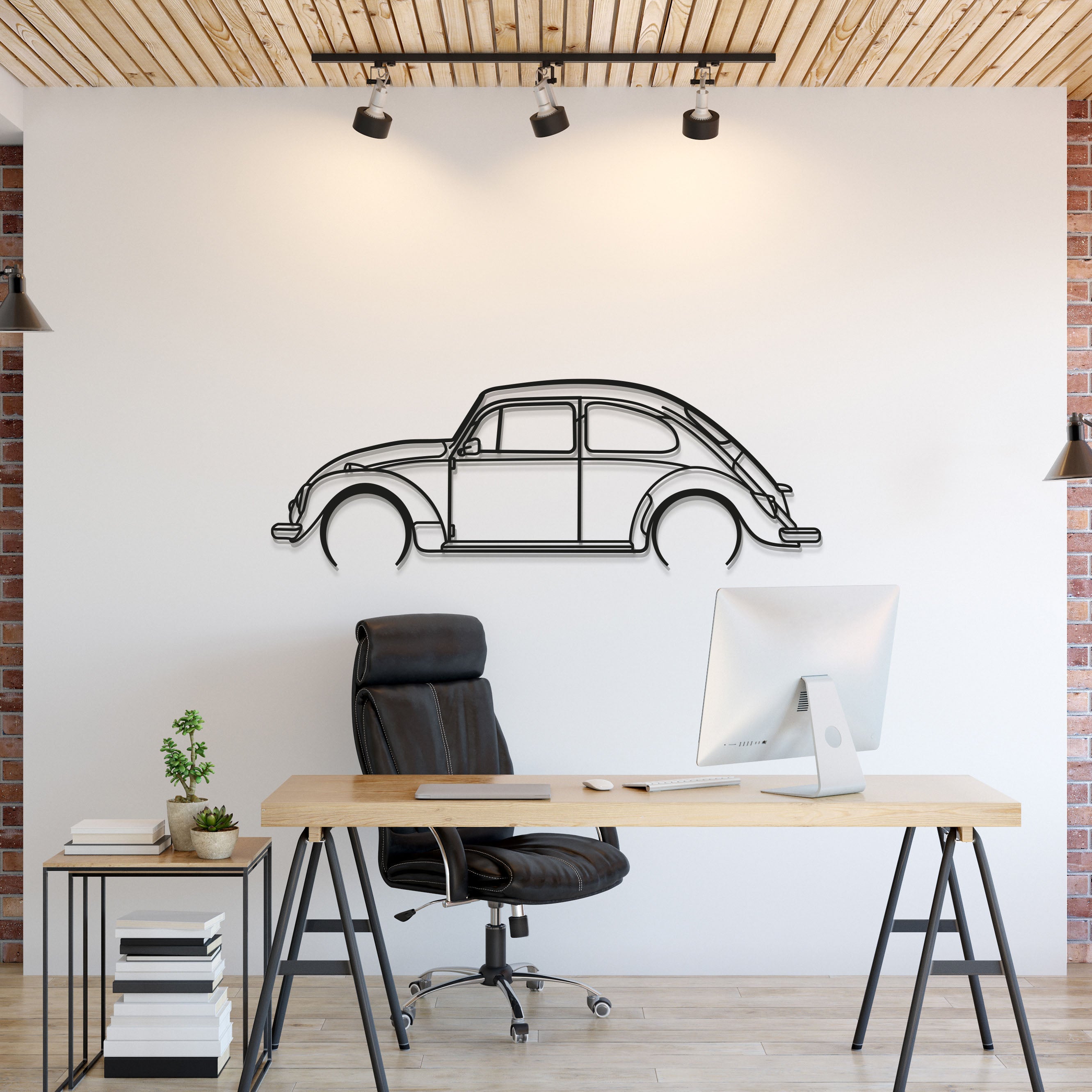 1966 Beetle Detailed Metal Car Wall Art - MT0081