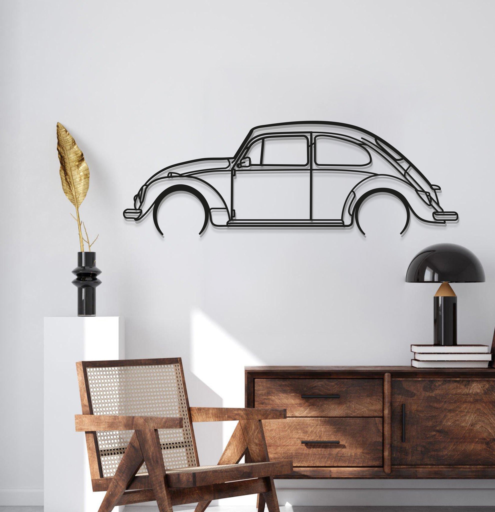 1966 Beetle Detailed Metal Car Wall Art - MT0081