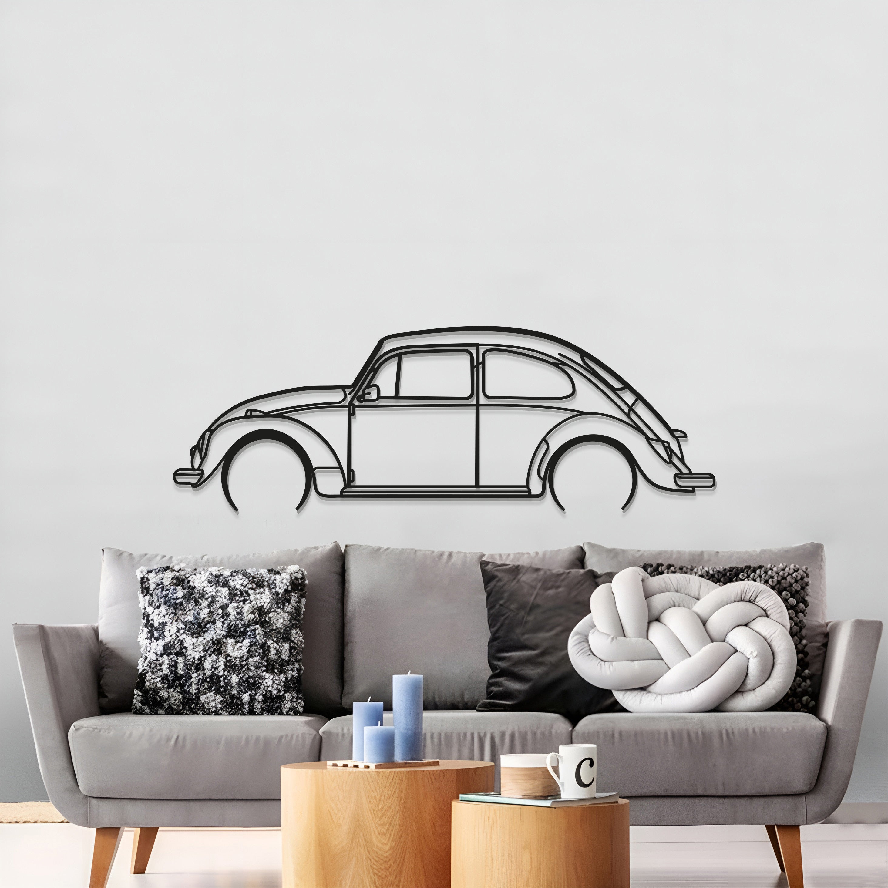 1966 Beetle Detailed Metal Car Wall Art - MT0081