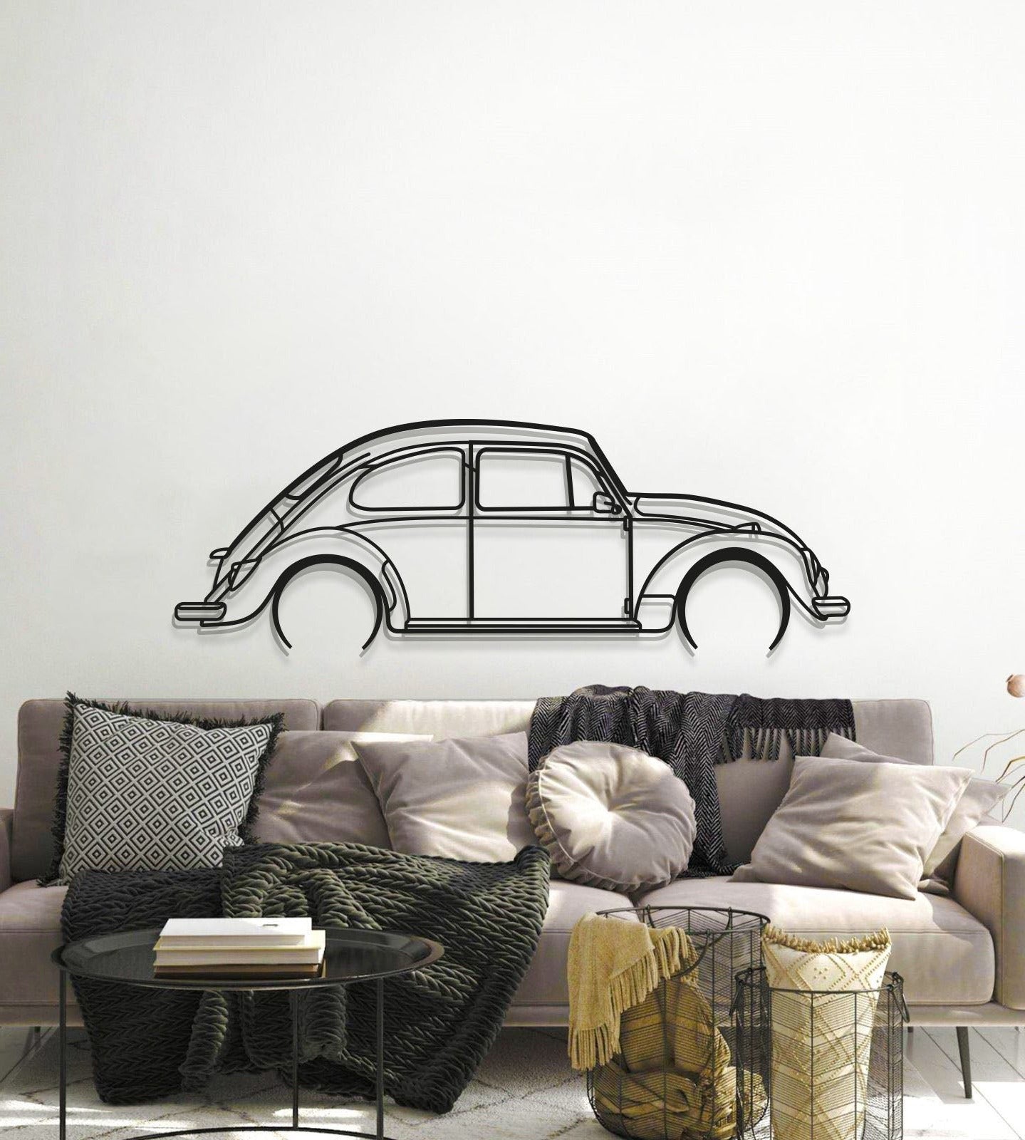 1966 Beetle Detailed Metal Car Wall Art - MT0081