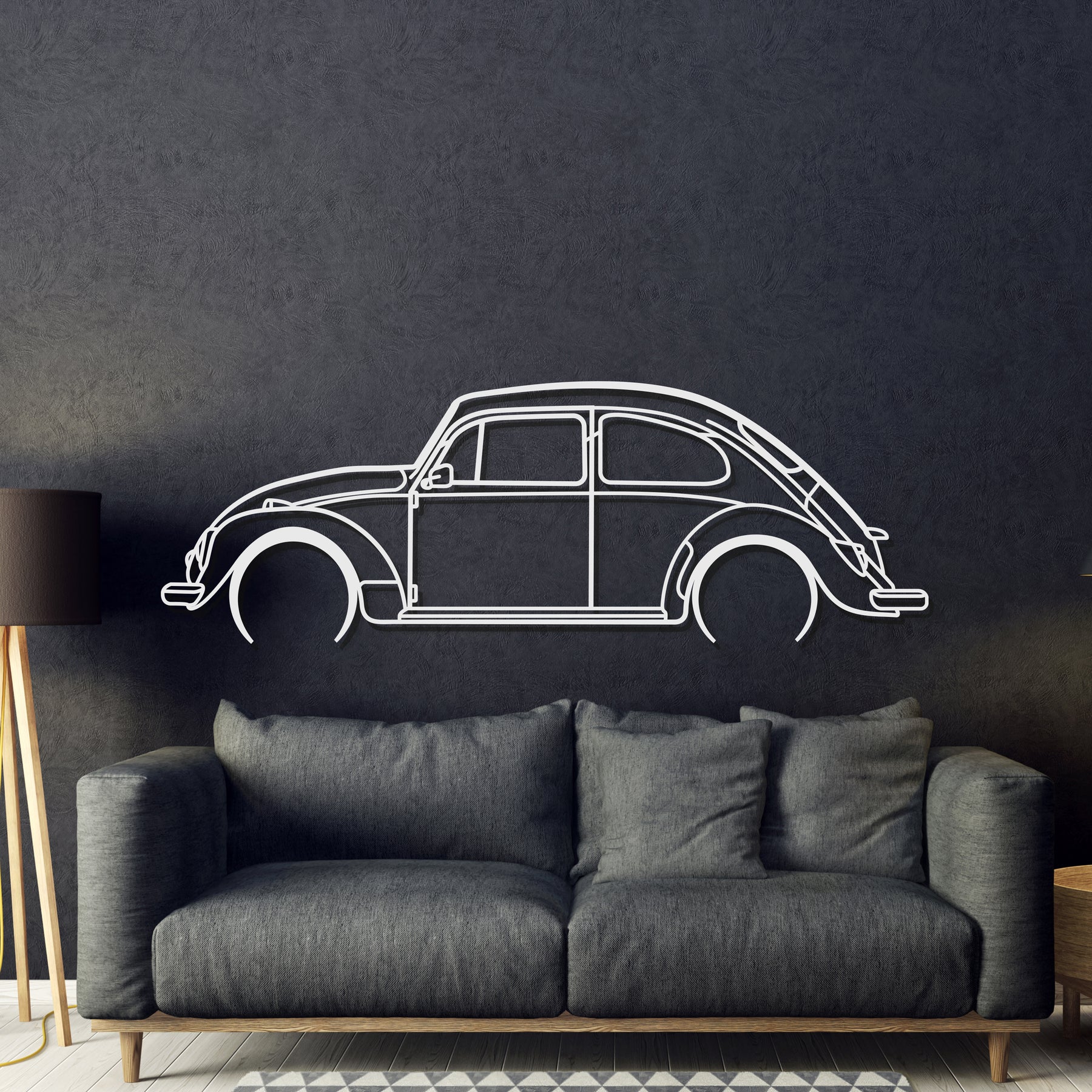1966 Beetle Detailed Metal Car Wall Art - MT0081