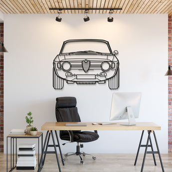 Invite automotive elegance into your space with a 1967 Alfa Romeo Giulia rendered in chic metal wall art