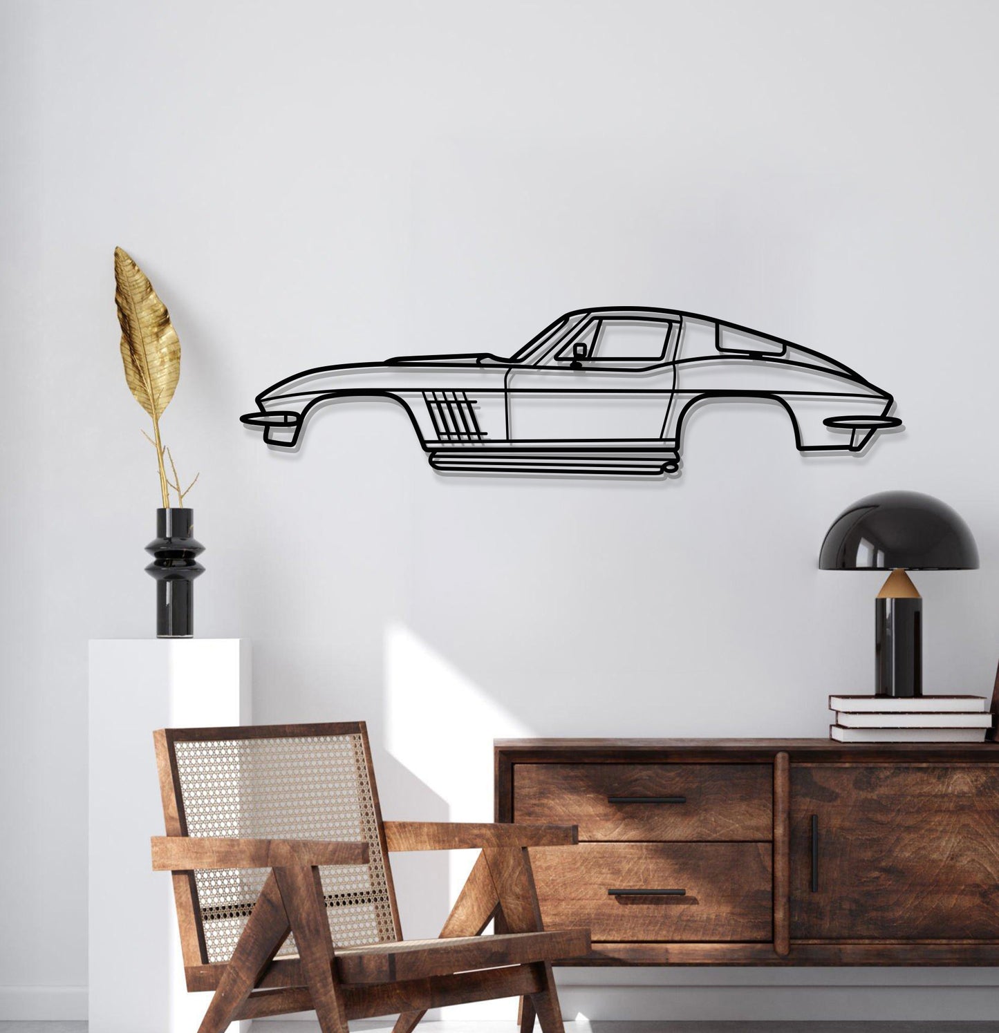 Vintage Chevrolet Corvette Stingray 427 1967 laser cut steel wall art for collectors