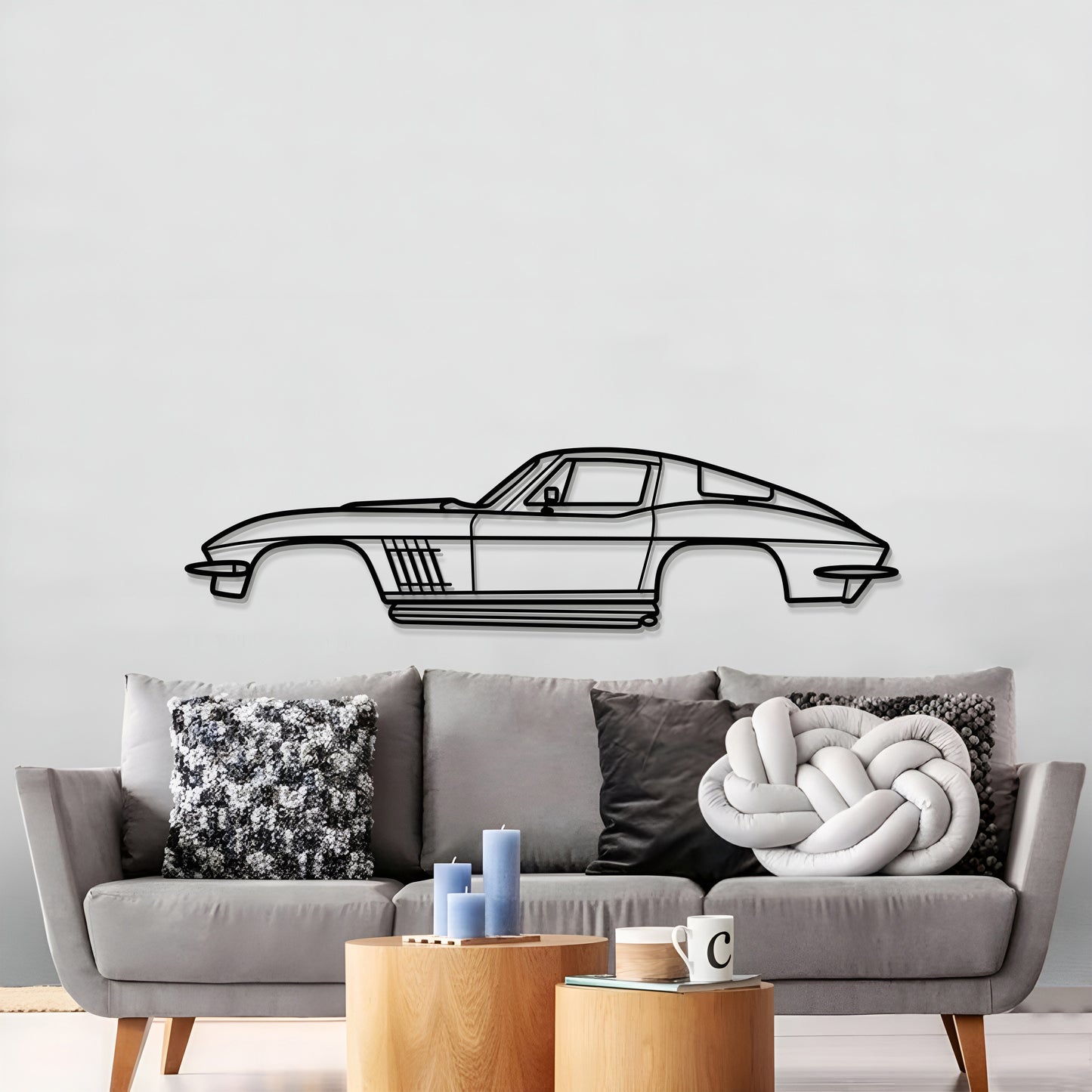 Chevrolet Corvette Stingray 427 1967 metal wall art in matte finish for man cave