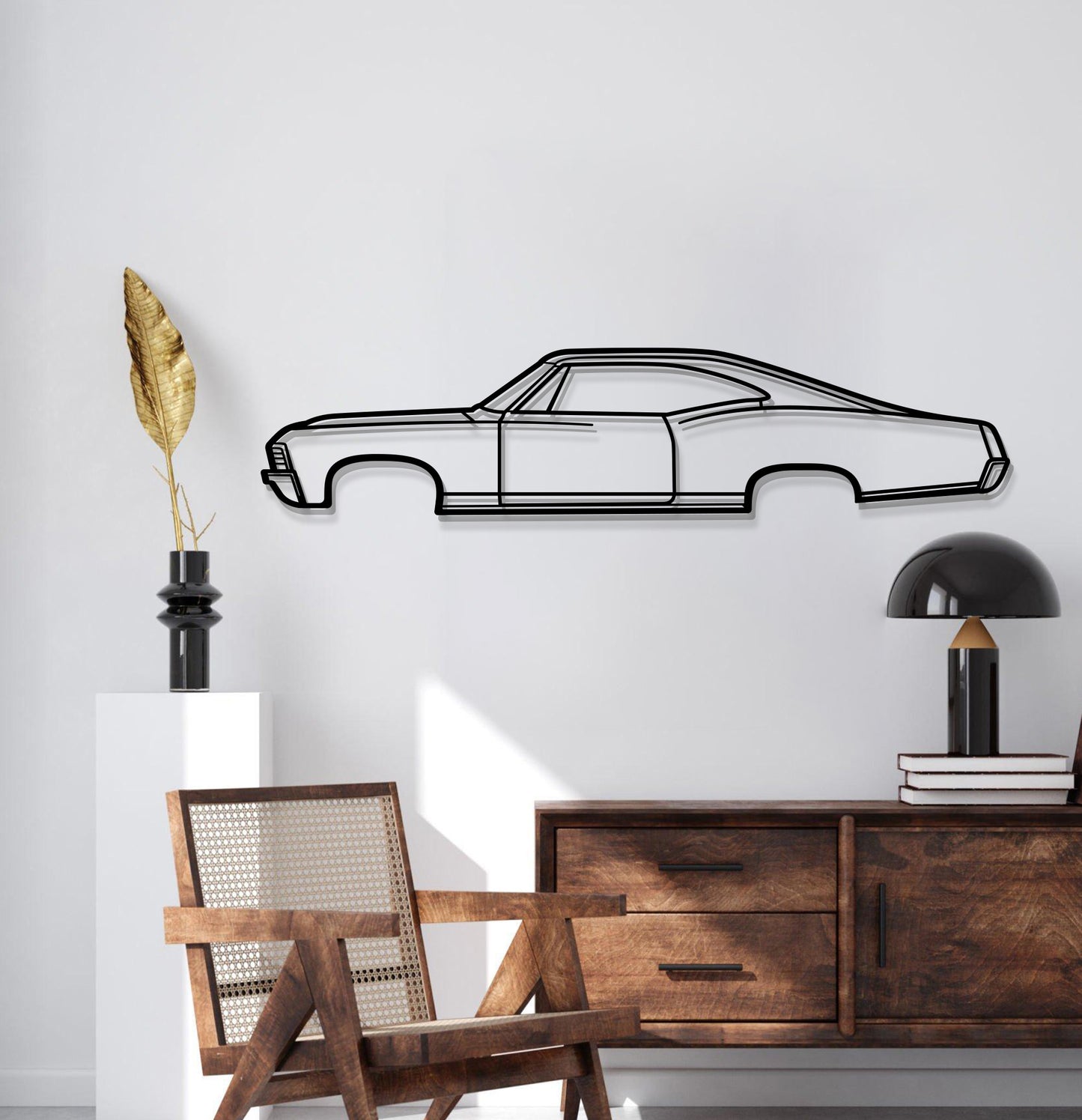 Impala Super Sport (1967) laser‑cut metal wall décor – vintage American coupe profile with depth