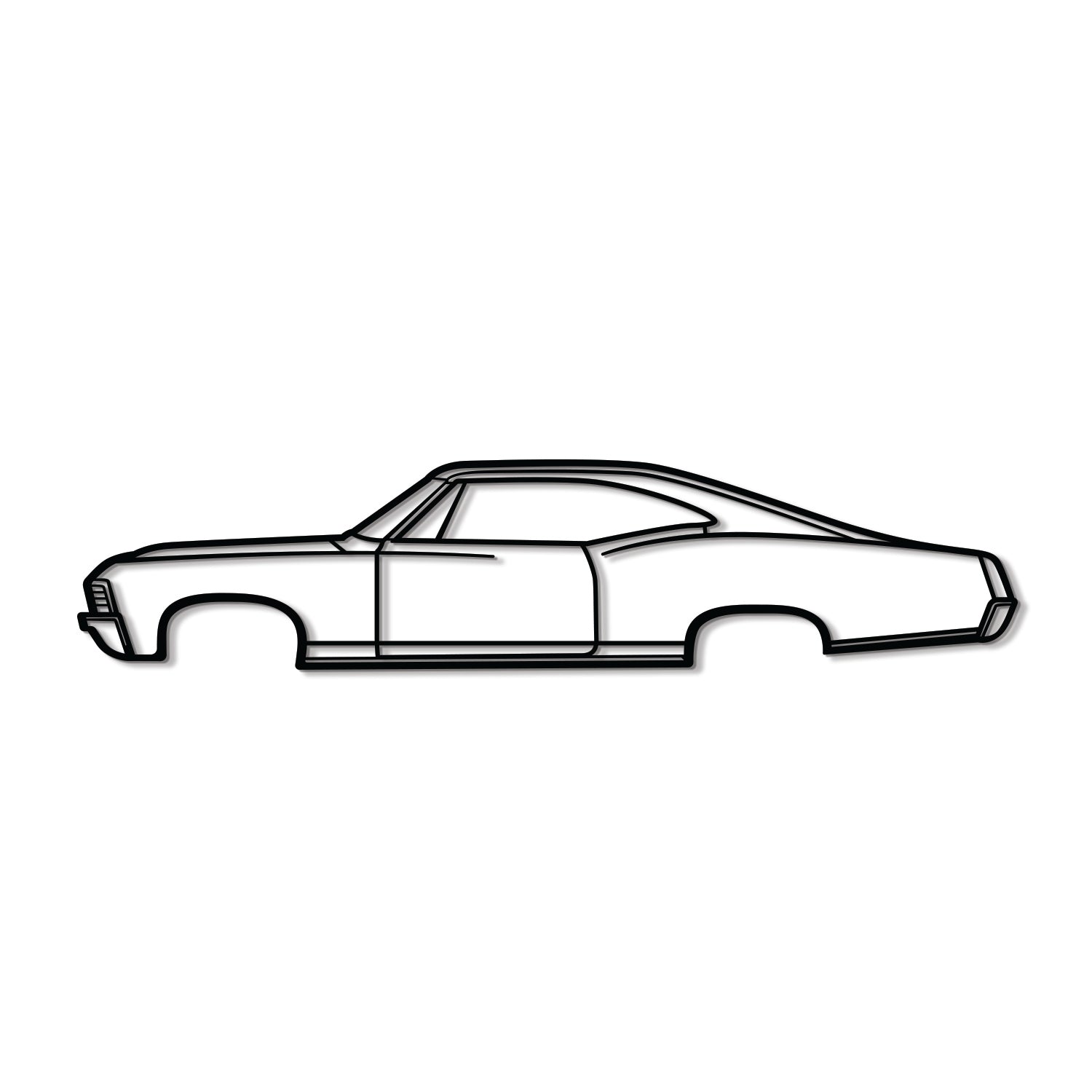 1967 Chevrolet Impala Super Sport metal wall art – raised 1 cm off the wall using hidden elevation screws for 3D look 