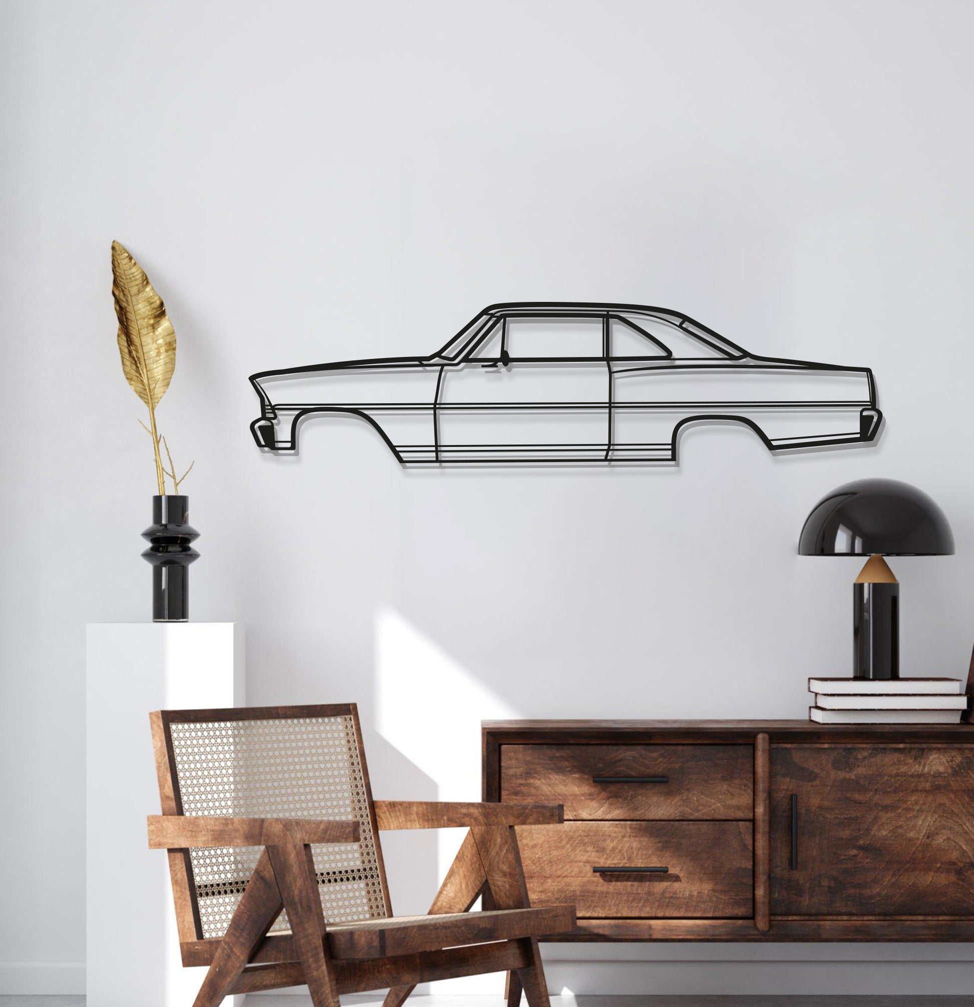 Chevrolet Nova (1967) laser‑cut metal wall décor – vintage American muscle precursor profile