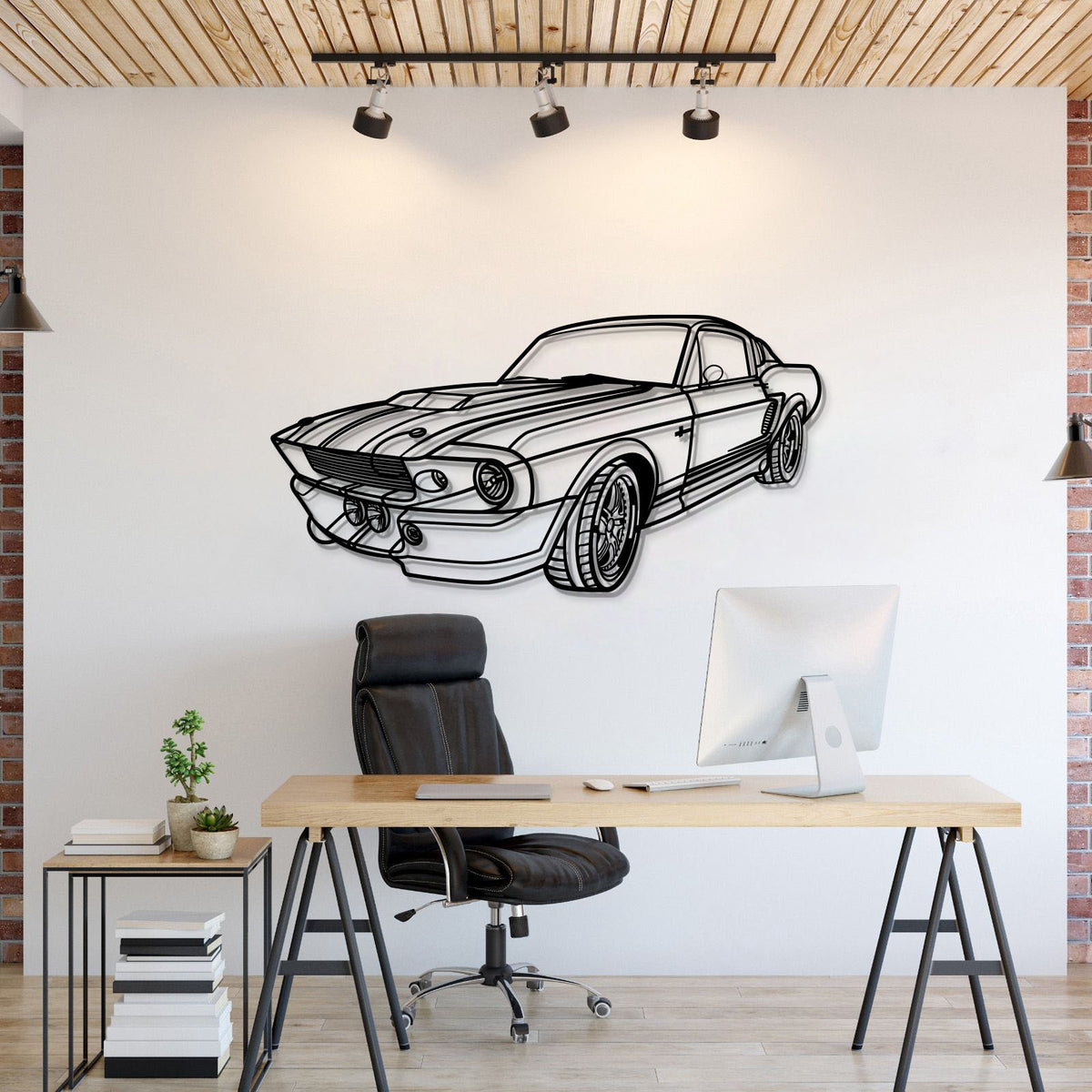 1967 Mustang GT500 Fastback Perspective Metal Car Wall Art - MT1155
