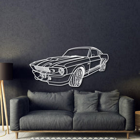 1967 Mustang GT500 Fastback Perspective Metal Car Wall Art - MT1155