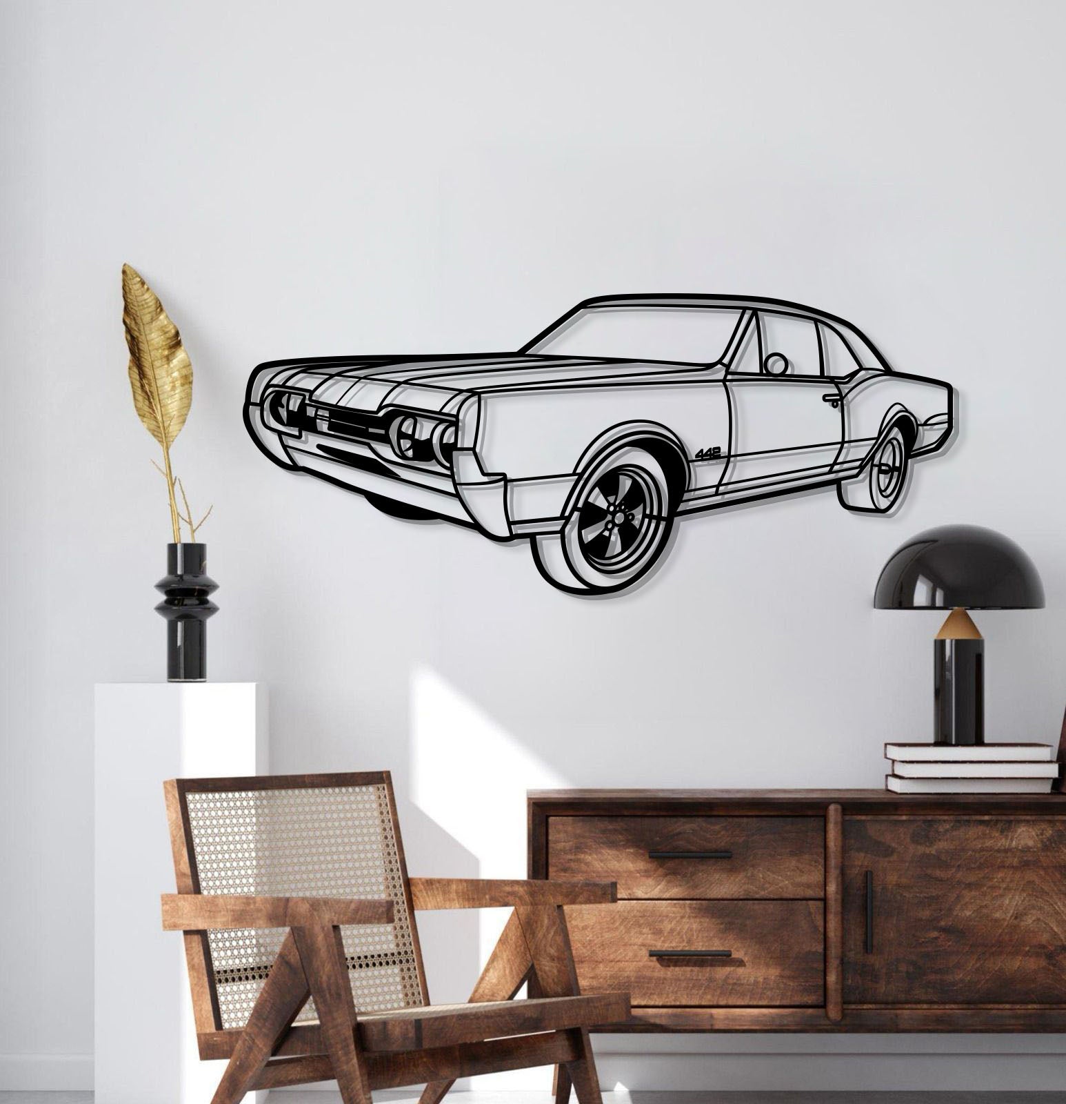 1967 Cutlass 442 Hardtop Perspective Metal Car Wall Art - MT1283