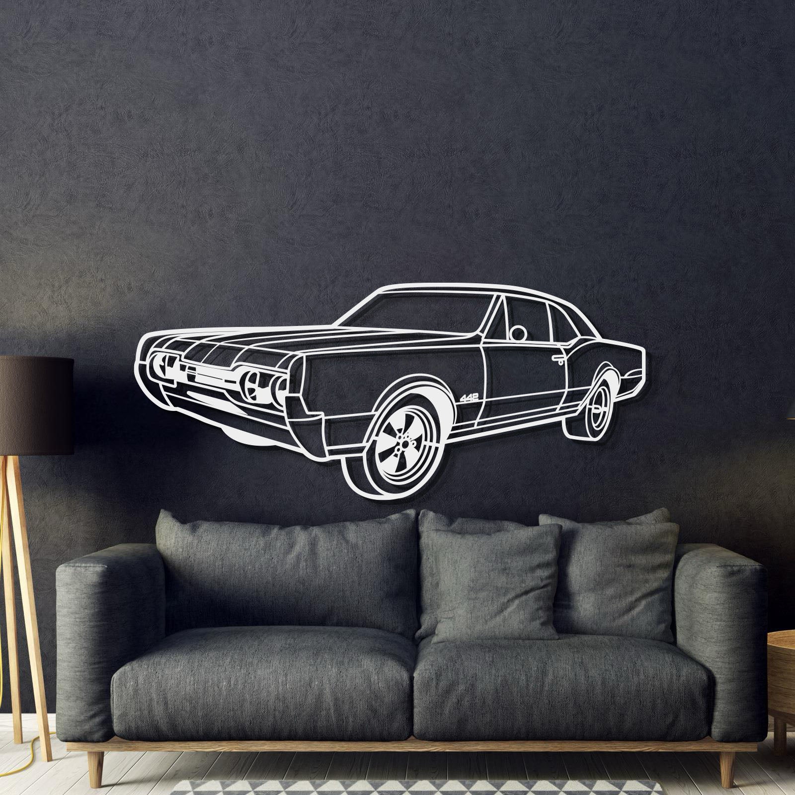 1967 Cutlass 442 Hardtop Perspective Metal Car Wall Art - MT1283