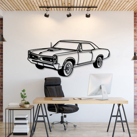 Pontiac Firebird Trans (1969) perspective metal wall art – laser-cut 2 mm textured steel with matte powder-coat finish