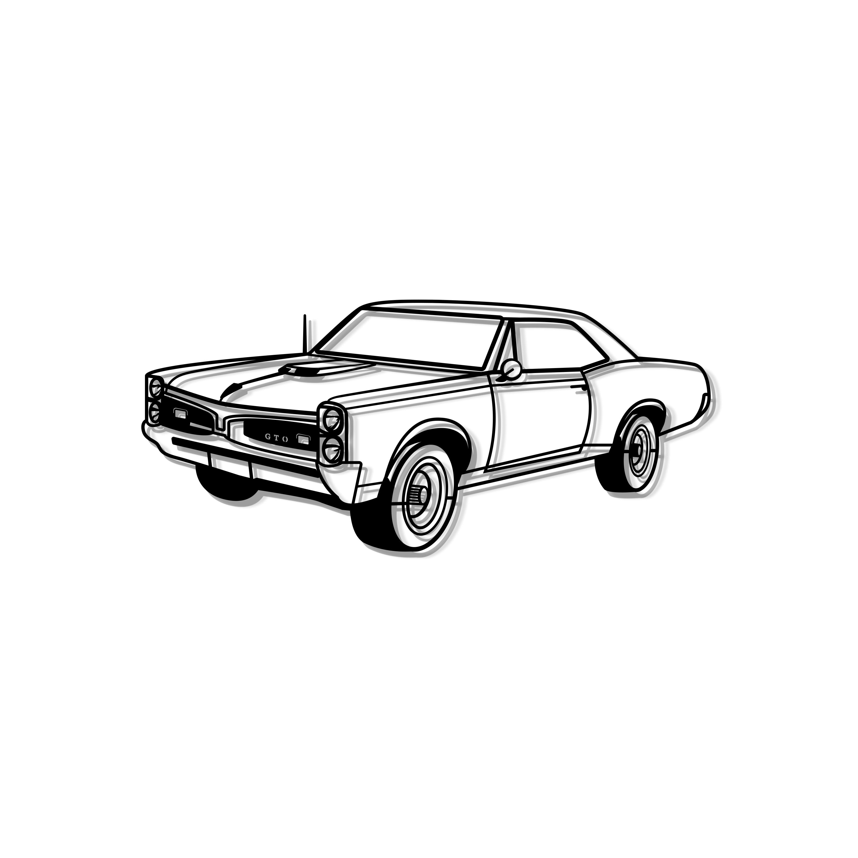 1967 GTO Perspective Metal Car Wall Art - MT1183