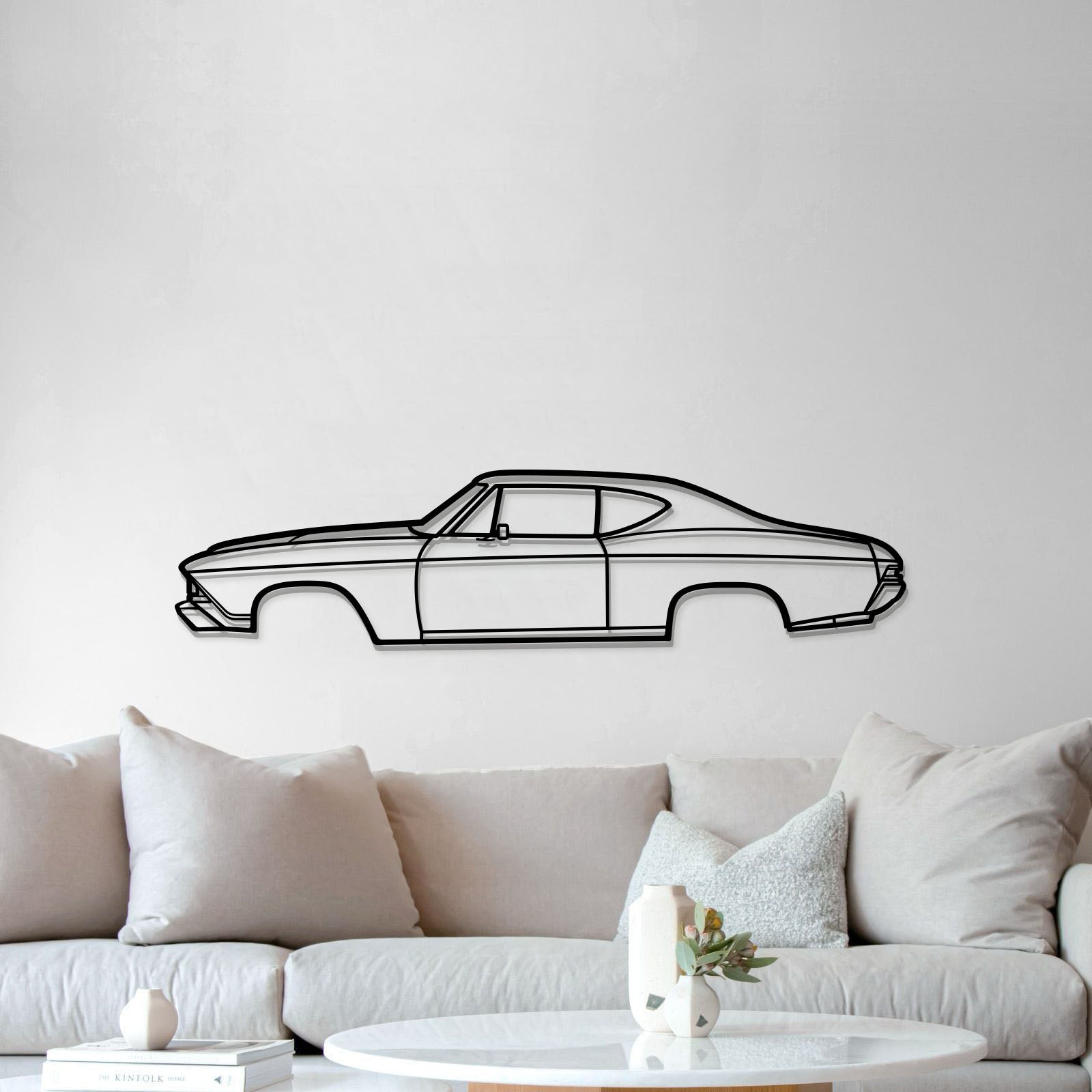 Laser‑cut steel 1968 Chevelle SS wall art – powder‑coated metal ready for garage or man cave décor 
