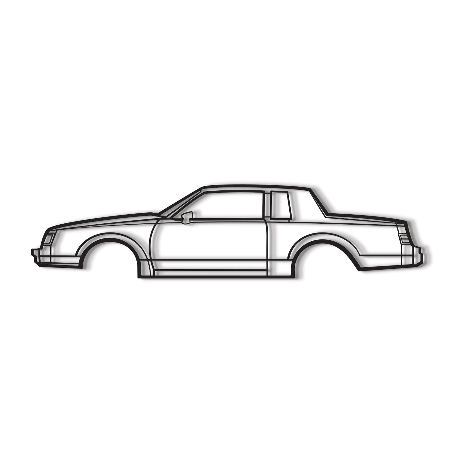 Buick Regal Coupe 1986 metal wall art – powder‑coated steel with 3D elevation screws