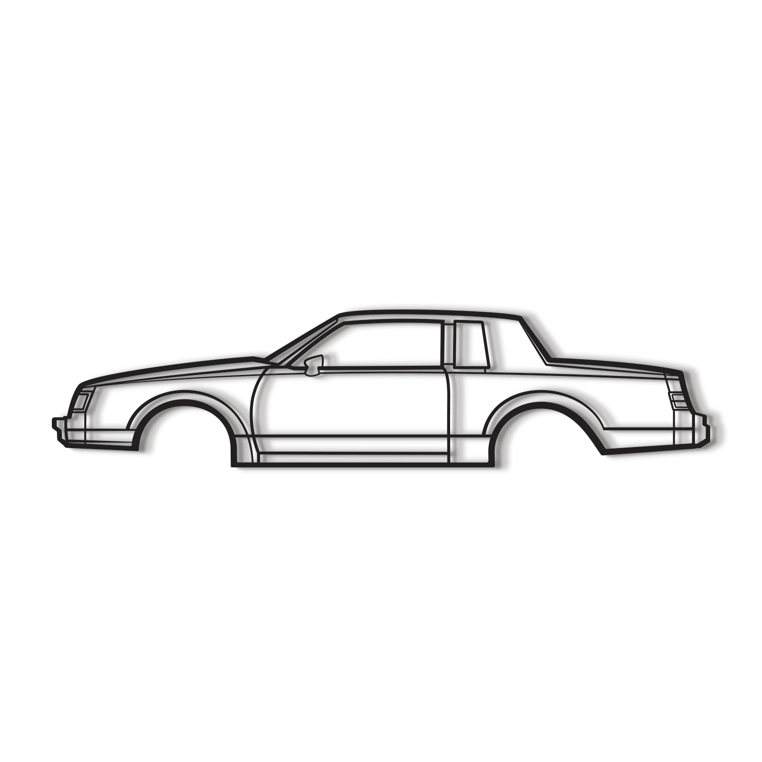 Buick Regal Coupe 1986 metal wall art – powder‑coated steel with 3D elevation screws