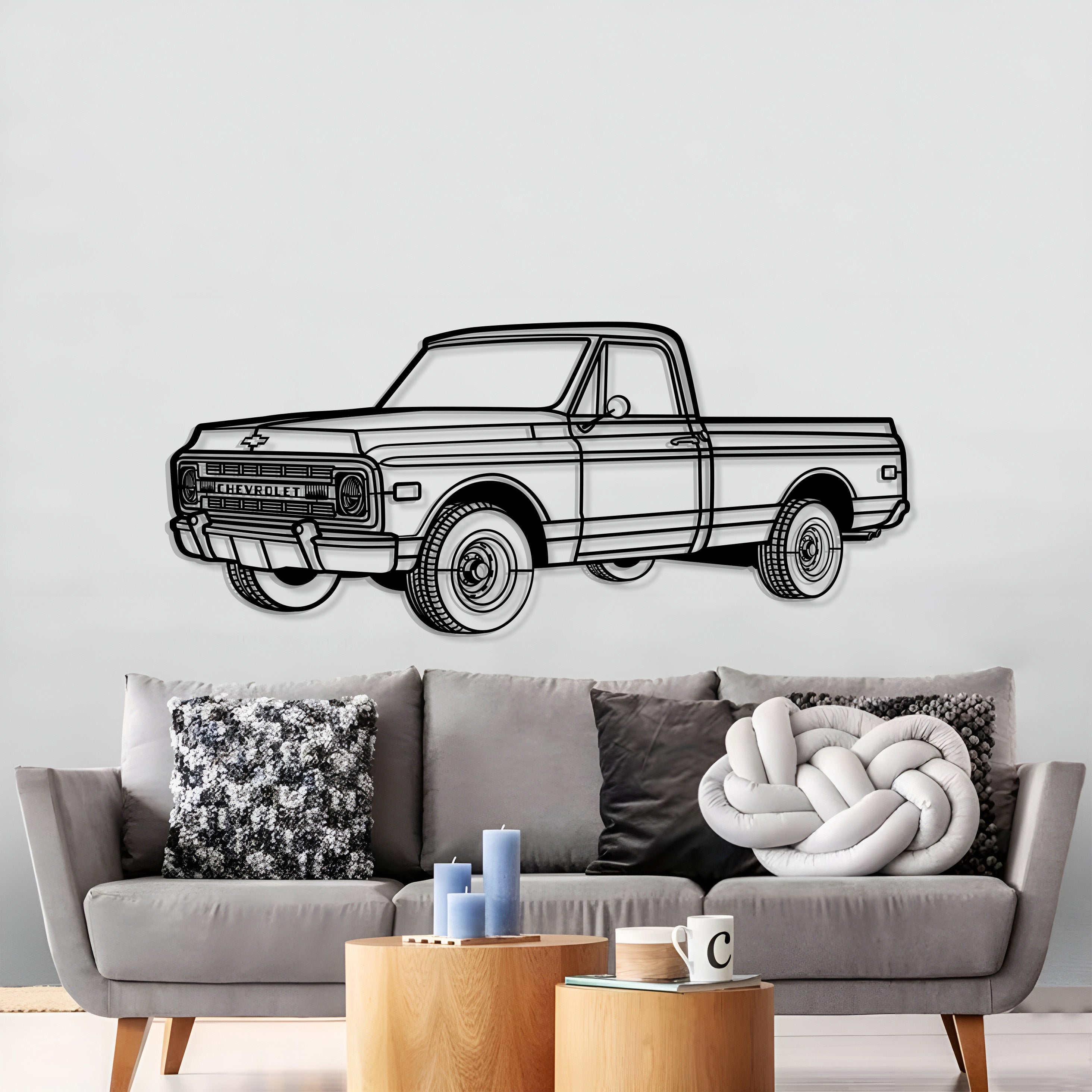 1968 C10 Perspective Metal Car Wall Art - MT1249