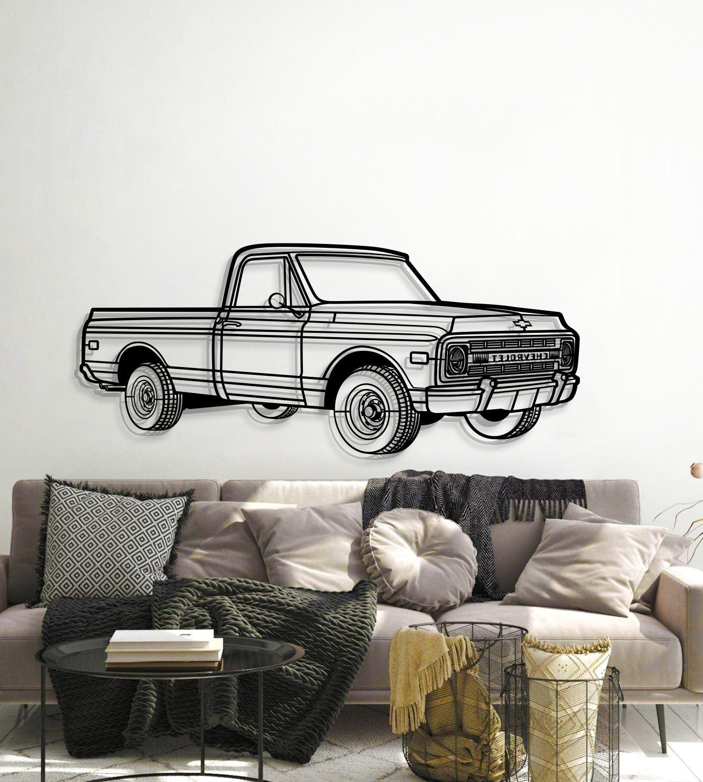 1968 C10 Perspective Metal Car Wall Art - MT1249