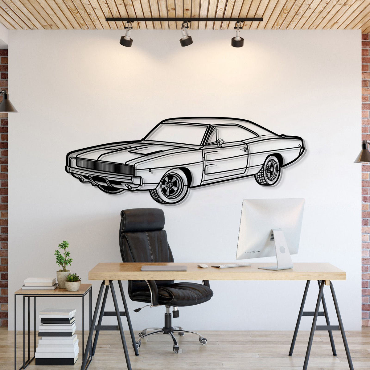1968 Charger R-T Perspective Metal Car Wall Art - MT1259