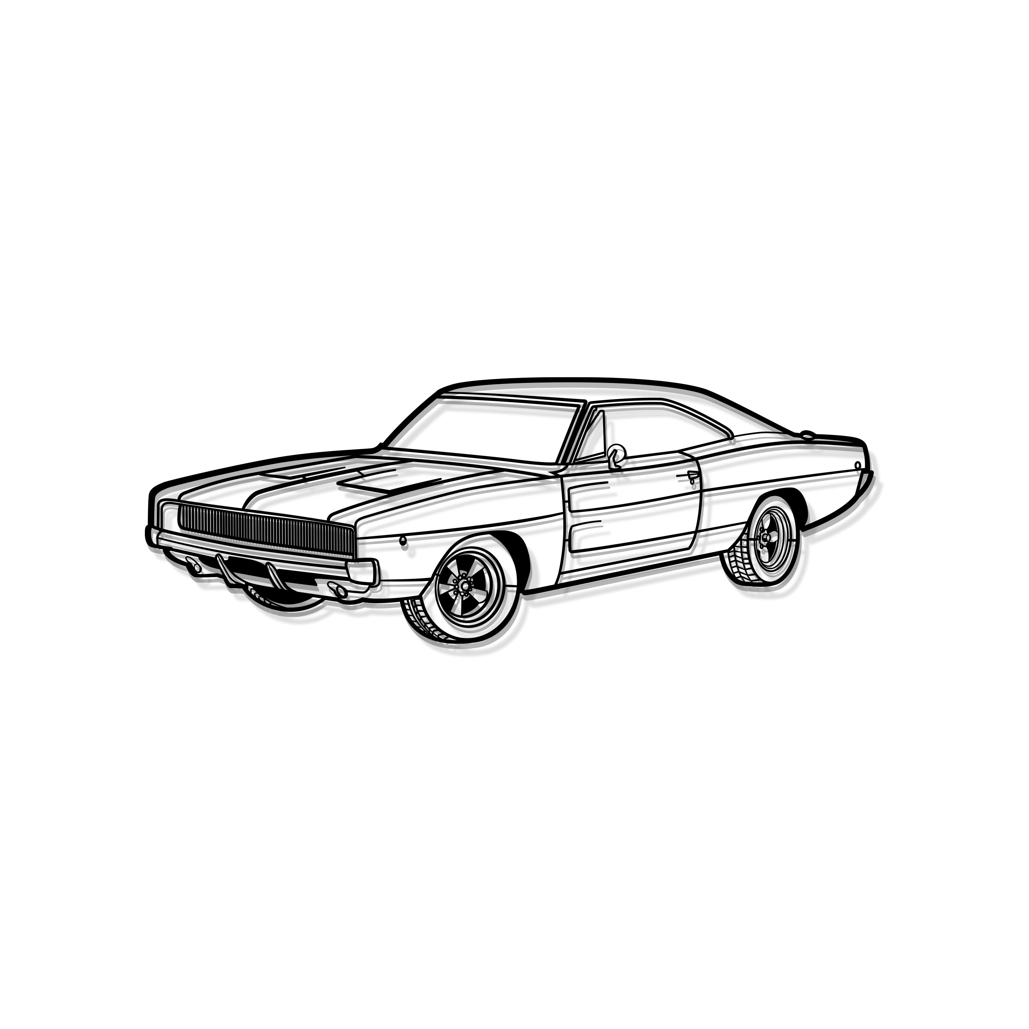 1968 Charger R-T Perspective Metal Car Wall Art - MT1259