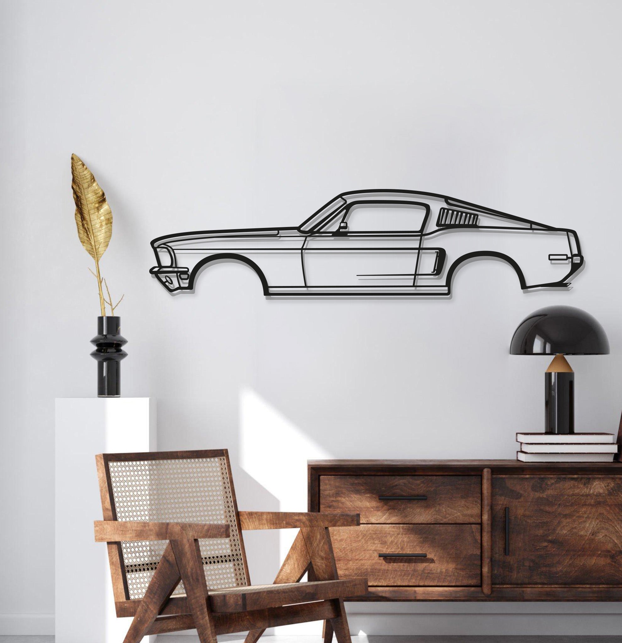 1968 Mustang Fastback Metal Car Wall Art - MT0111