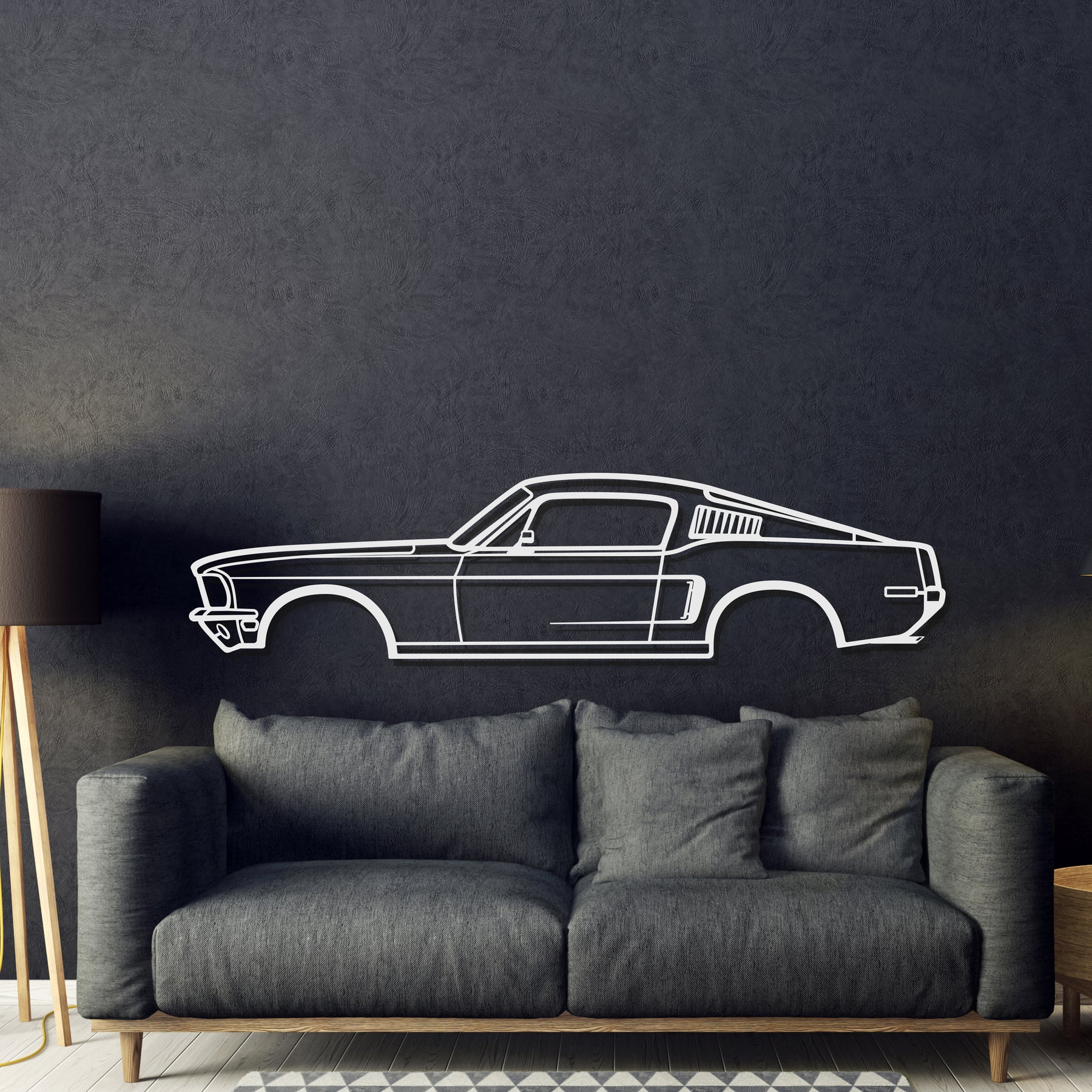 1968 Mustang Fastback Metal Car Wall Art - MT0111