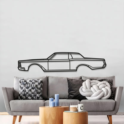 1968 Lincoln Mark III metal silhouette wall hanging – textured matte‑finish steel with 3D elevation effect