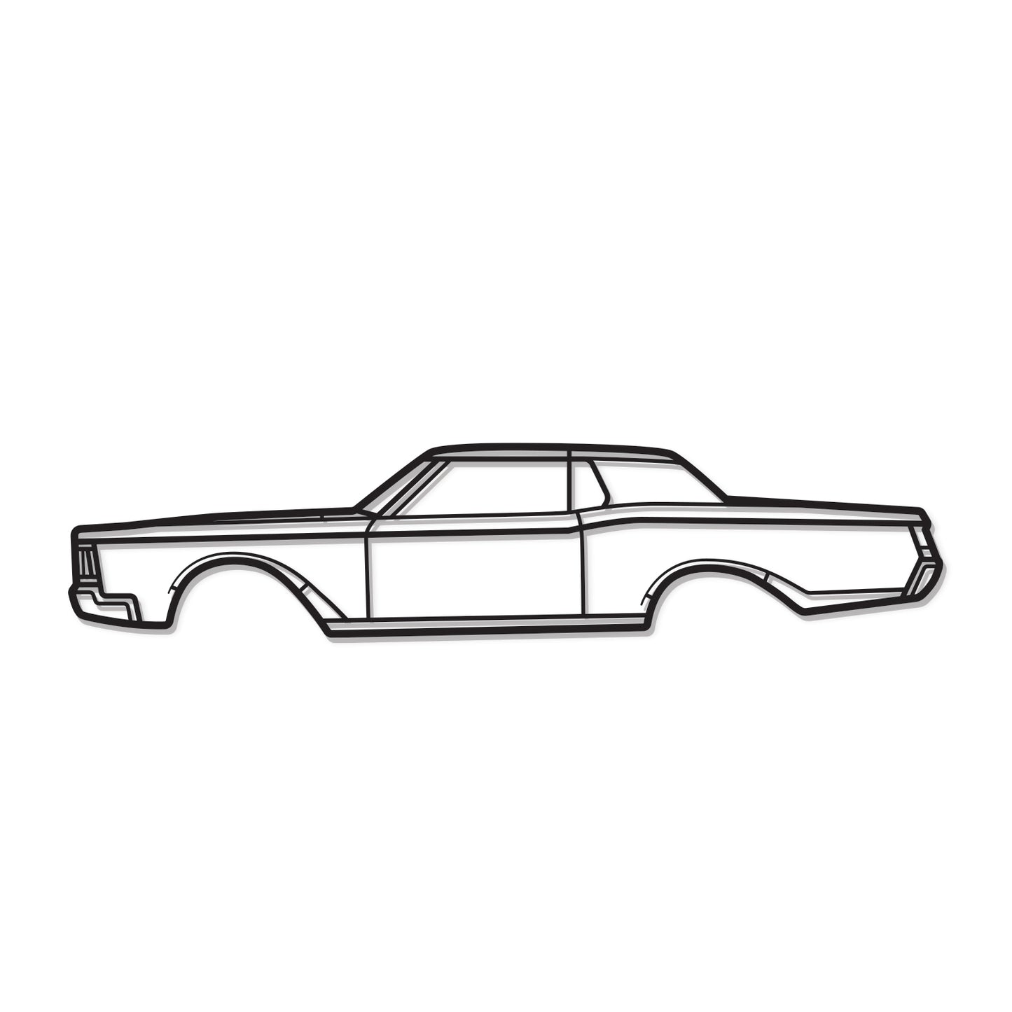 1968 Continental Mark III metal wall art – elevated 1 cm from wall using hidden screws for depth 