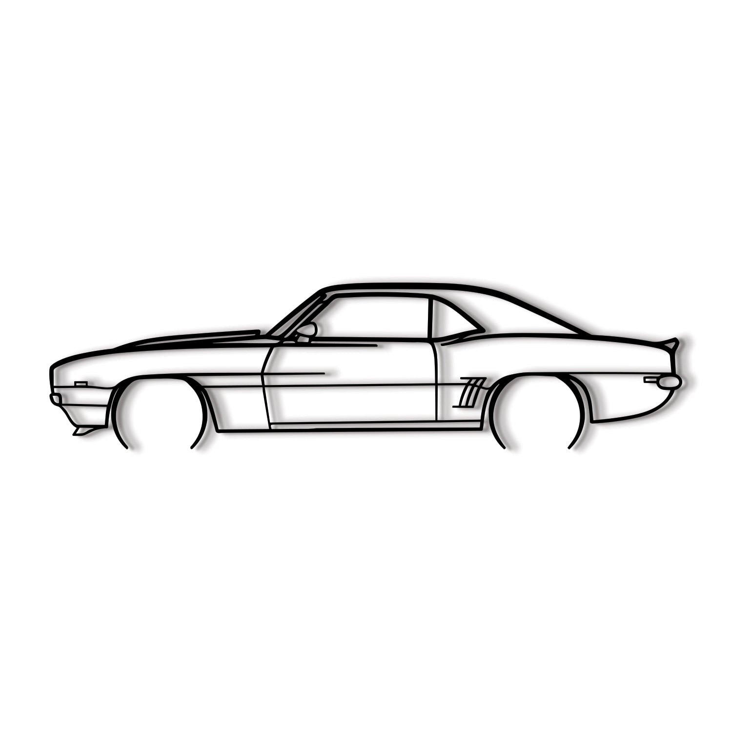 Add timeless design with the 1969 Chevrolet Camaro rendered in minimalist metal
