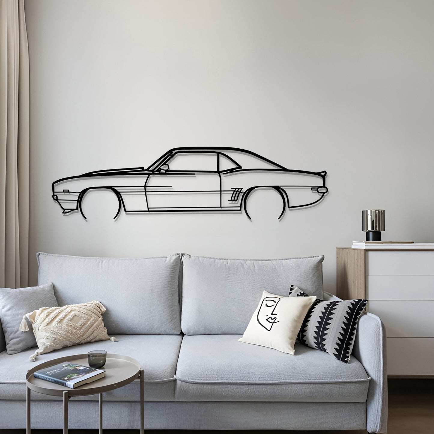 Elevate your décor using the 1969 Chevrolet Camaro metal wall silhouette