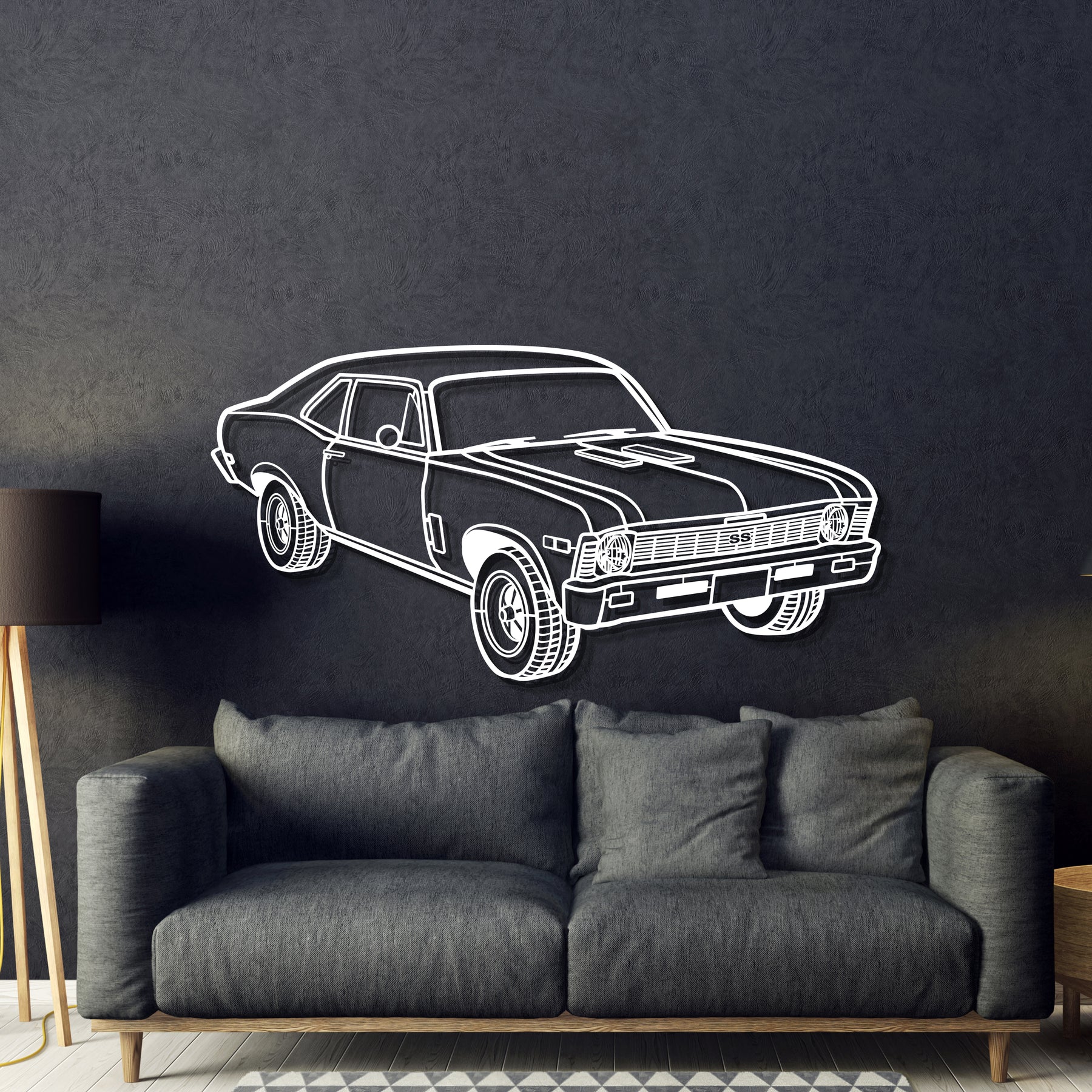 1969 Nova Yenko Perspective Metal Car Wall Art - MT1250