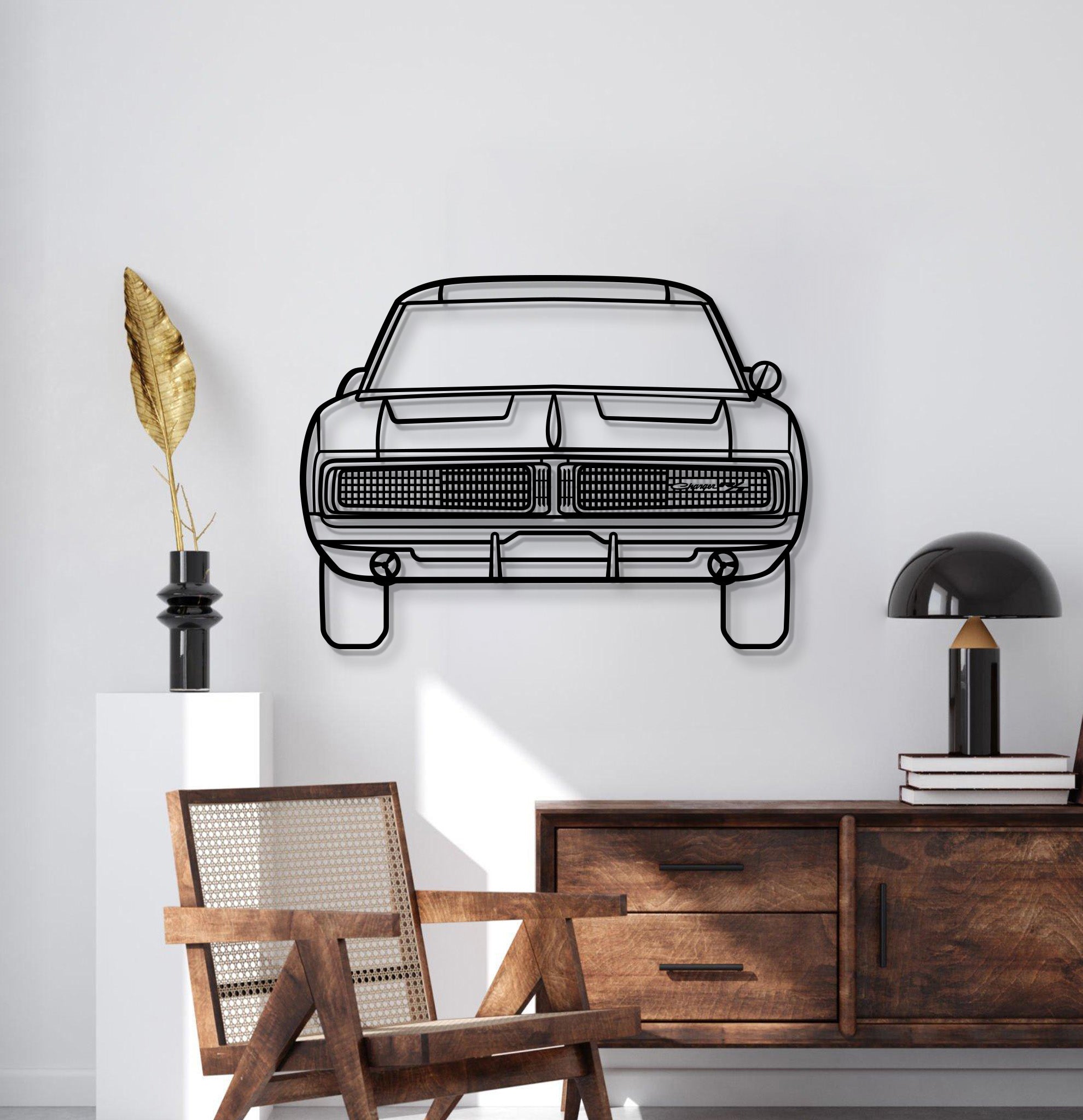 1969 Charger Front View Metal Car Wall Art - MT1337