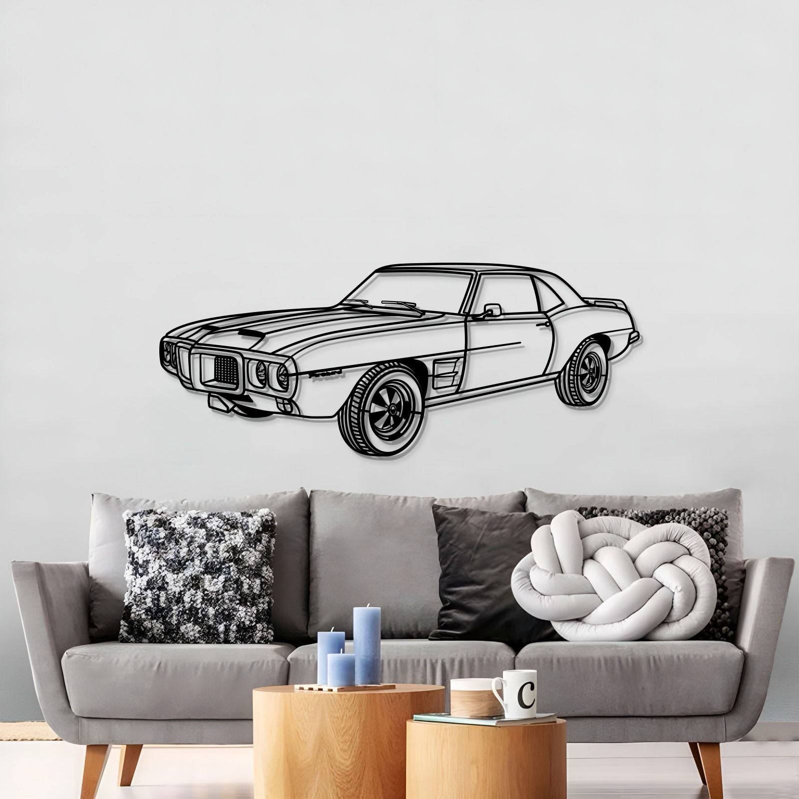 Pontiac Firebird Trans (1969) perspective décor – ready‑to‑hang premium steel design for classic muscle car enthusiasts 