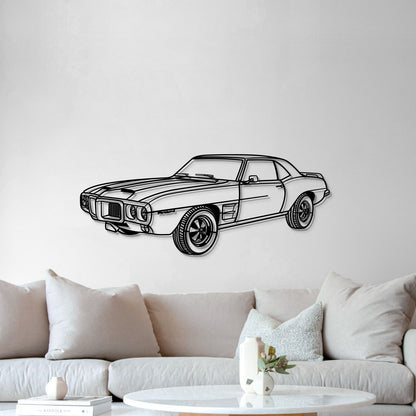 Pontiac Firebird Trans (1969) automotive wall art – matte-finished laser-cut textured steel with subtle 3D lift 