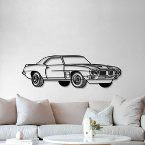 1969 Firebird Trans AM Perspective Metal Car Wall Art - MT1185