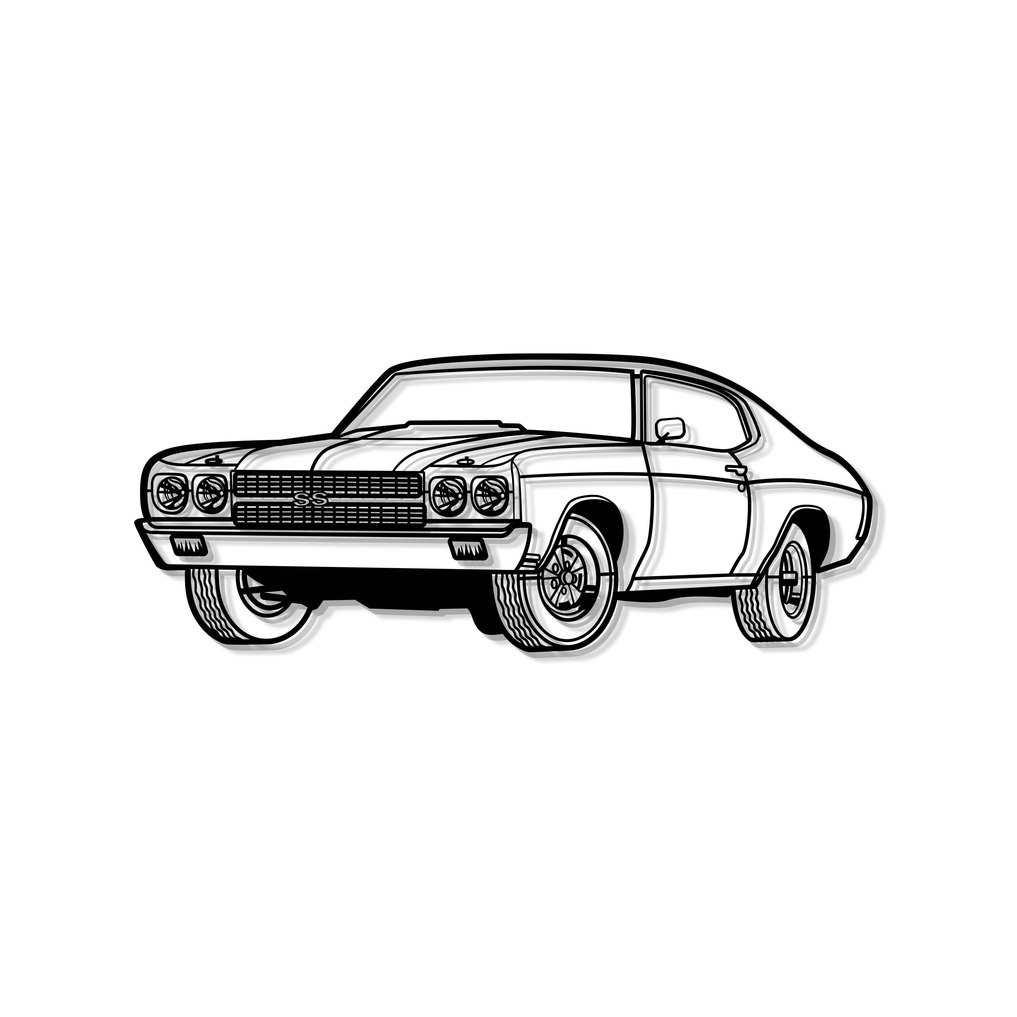 1970 Chevelle SS Perspective Metal Car Wall Art - MT1251