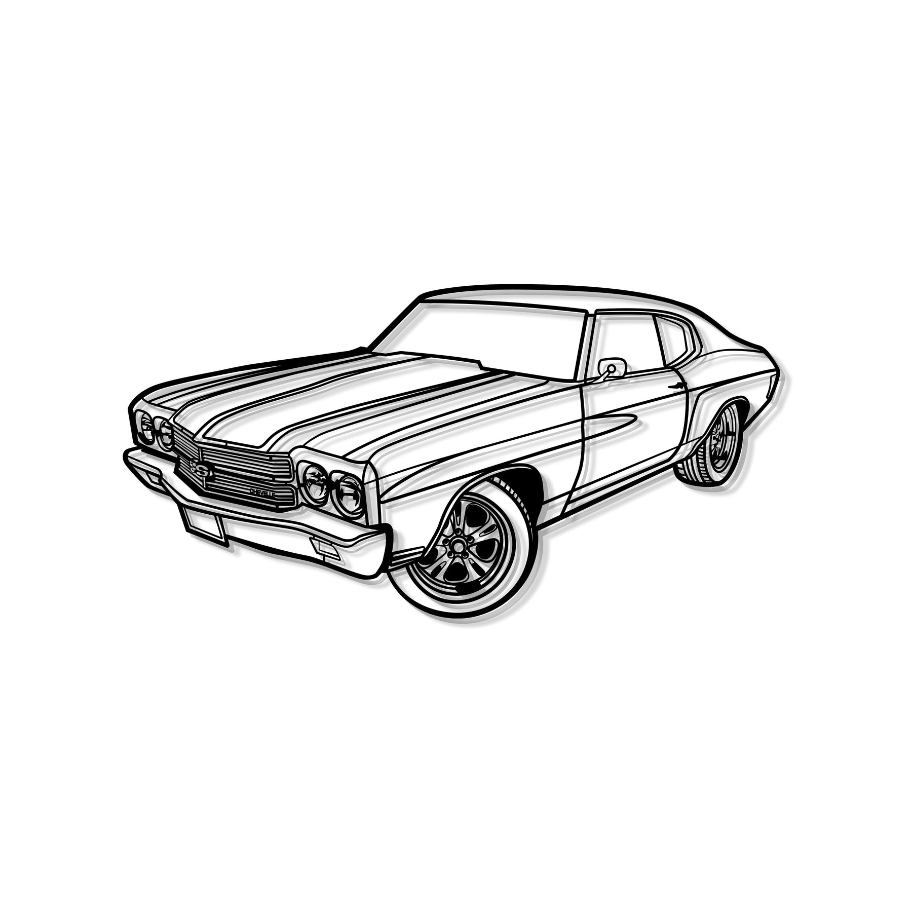 1970 Chevelle SS Perspective Metal Car Wall Art - MT1252