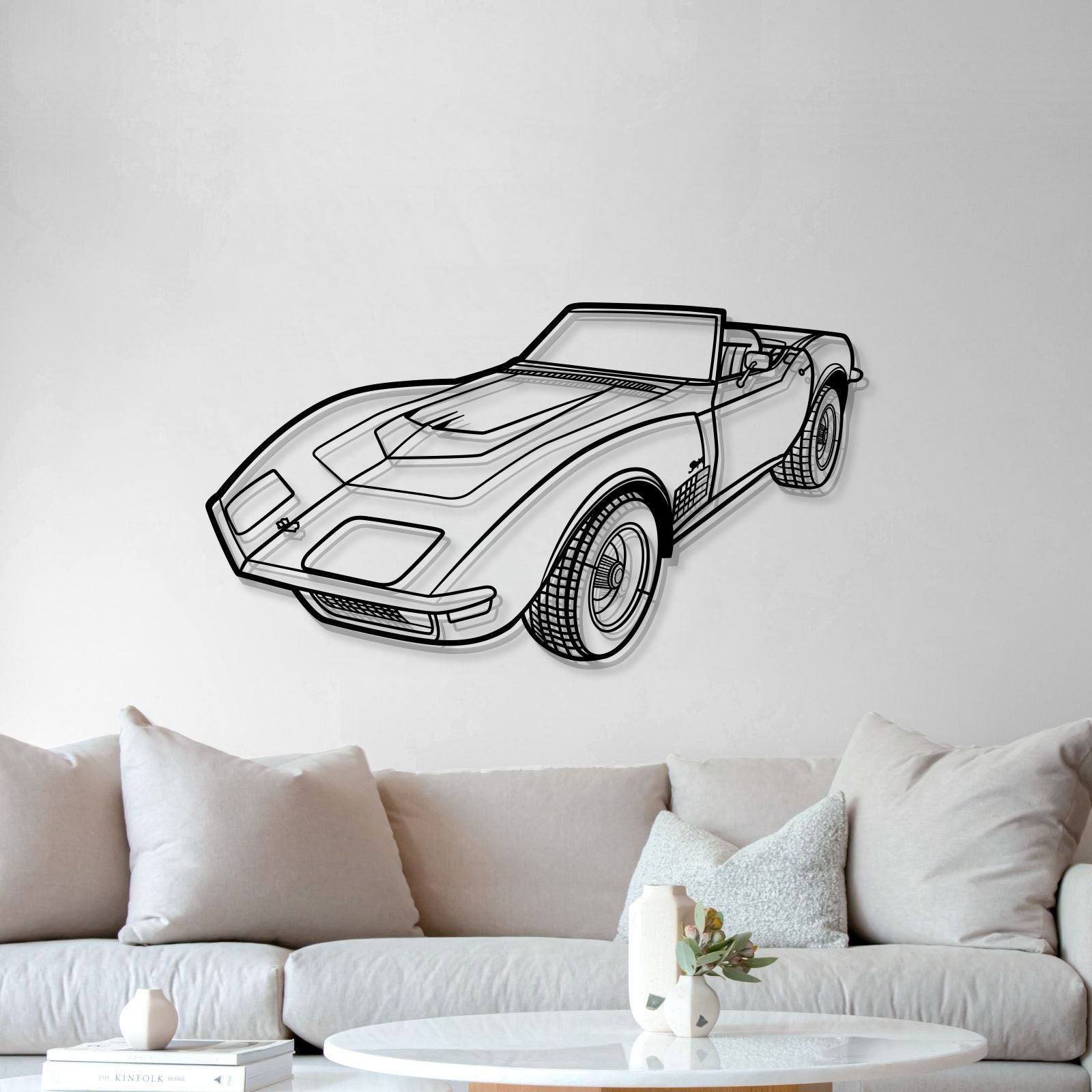 Chevrolet 1970 Corvette LT1 perspective automotive wall art – matte-finished laser-cut steel with subtle 3D stylistic lift